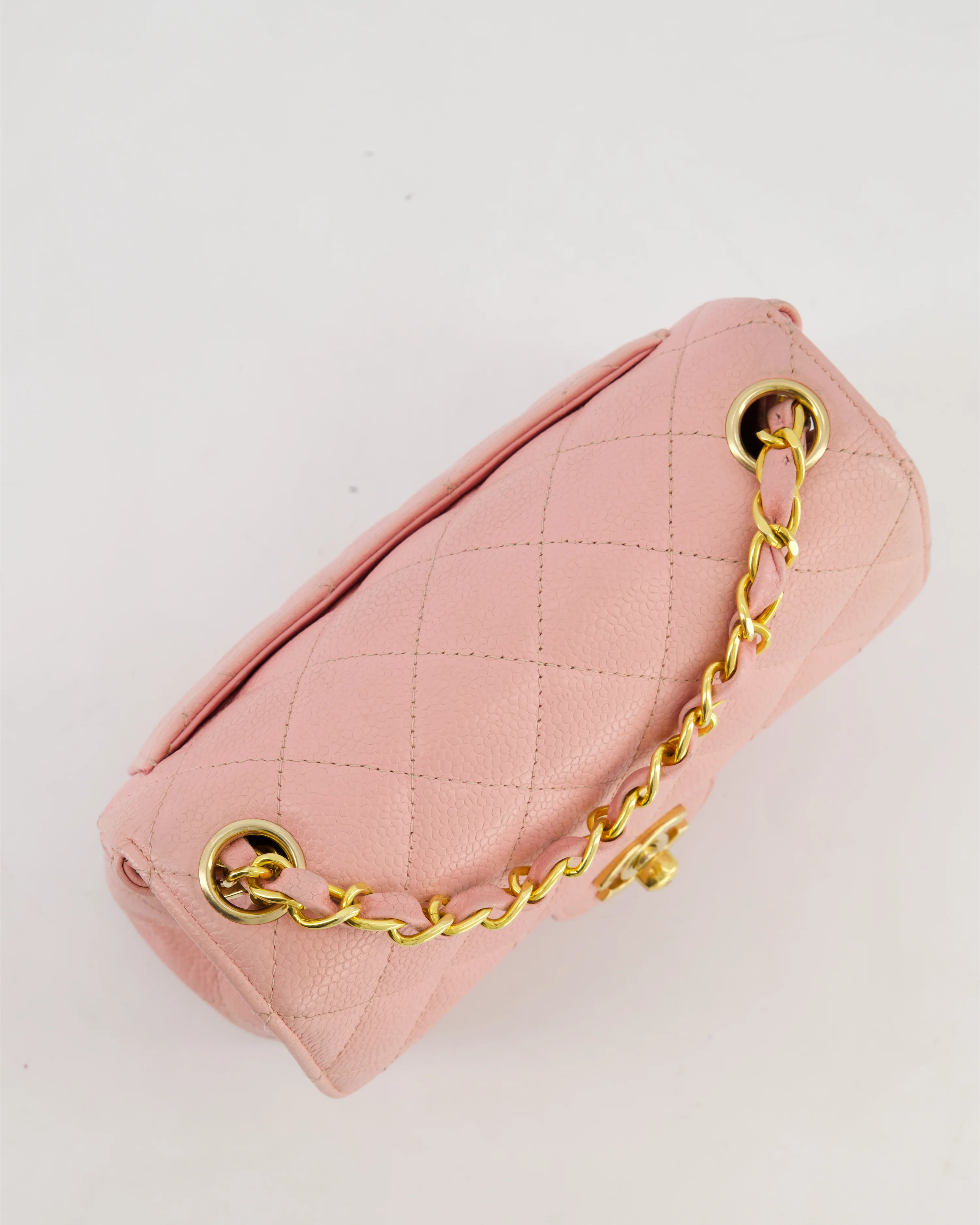 *HOT* Chanel Pink Mini Square Bag in Caviar Leather with 24K Gold Hardware - Image 16