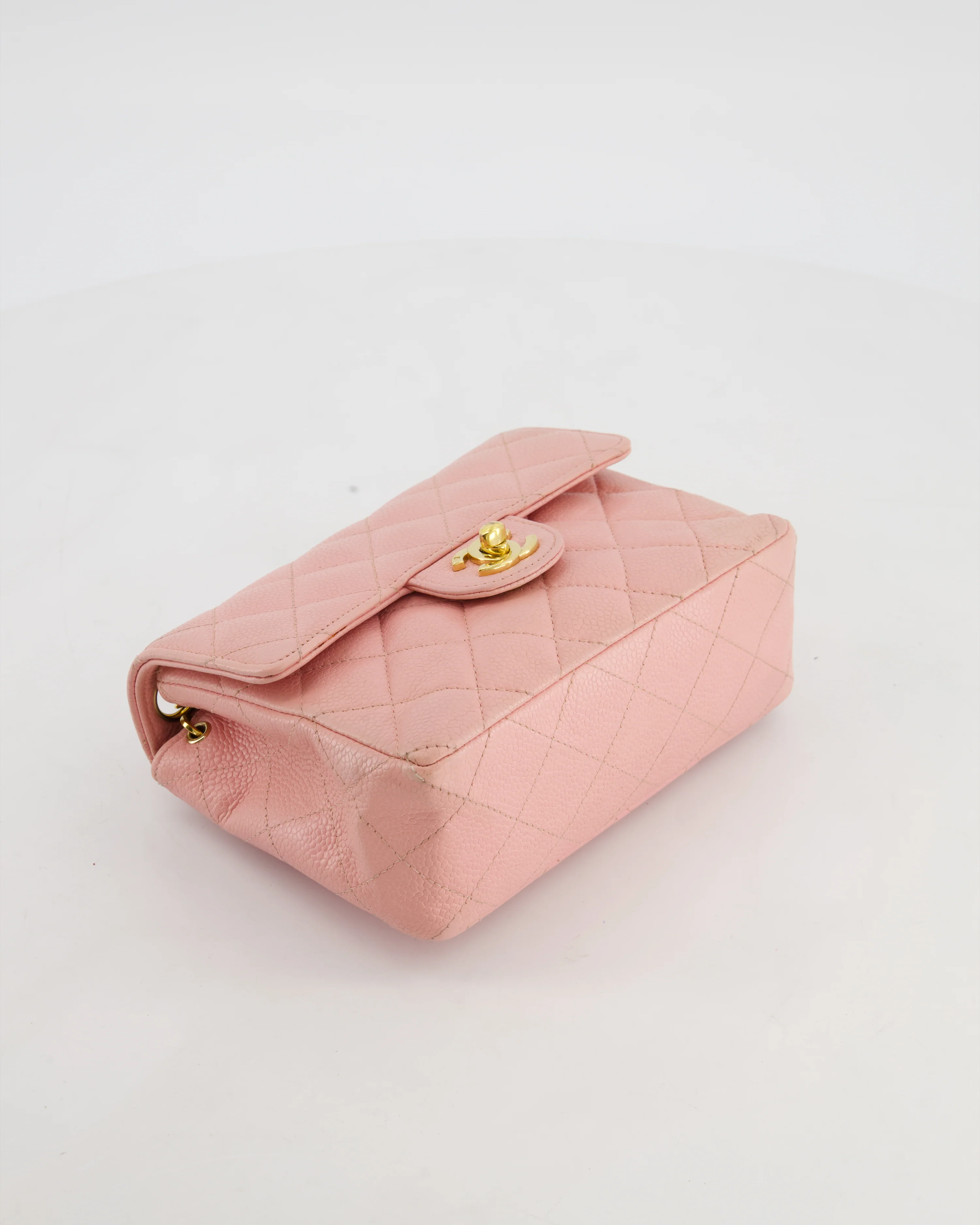 *HOT* Chanel Pink Mini Square Bag in Caviar Leather with 24K Gold Hardware - Image 18