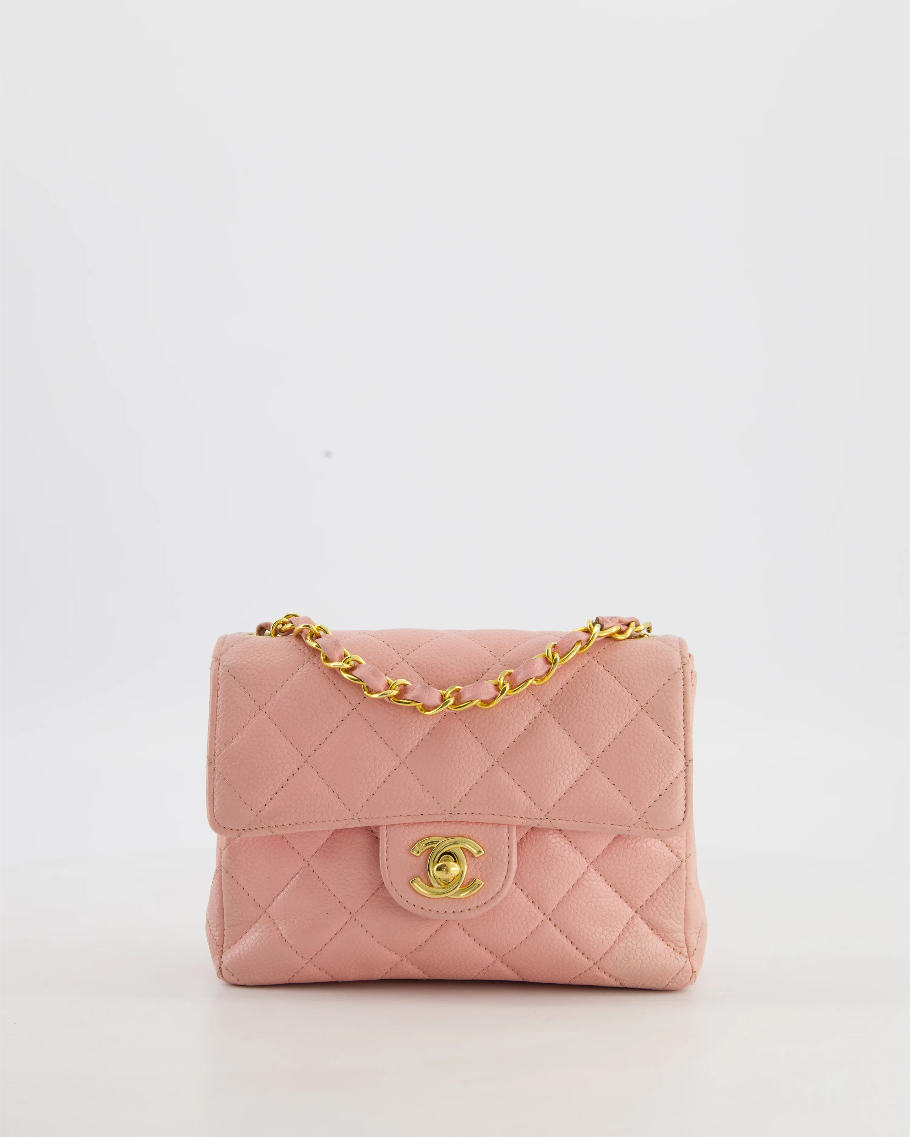 *HOT* Chanel Pink Mini Square Bag in Caviar Leather with 24K Gold Hardware - Image 3