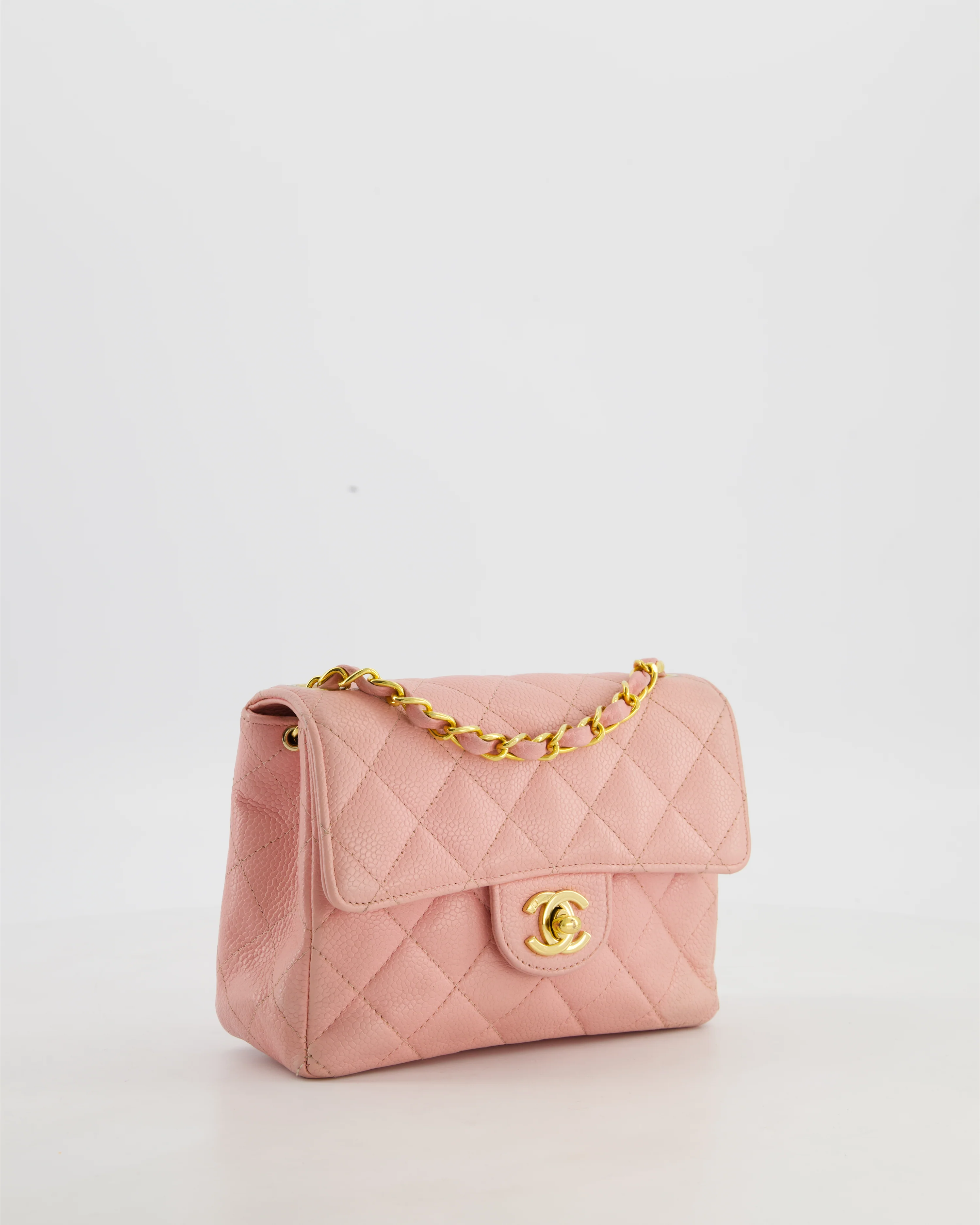 *HOT* Chanel Pink Mini Square Bag in Caviar Leather with 24K Gold Hardware - Image 4