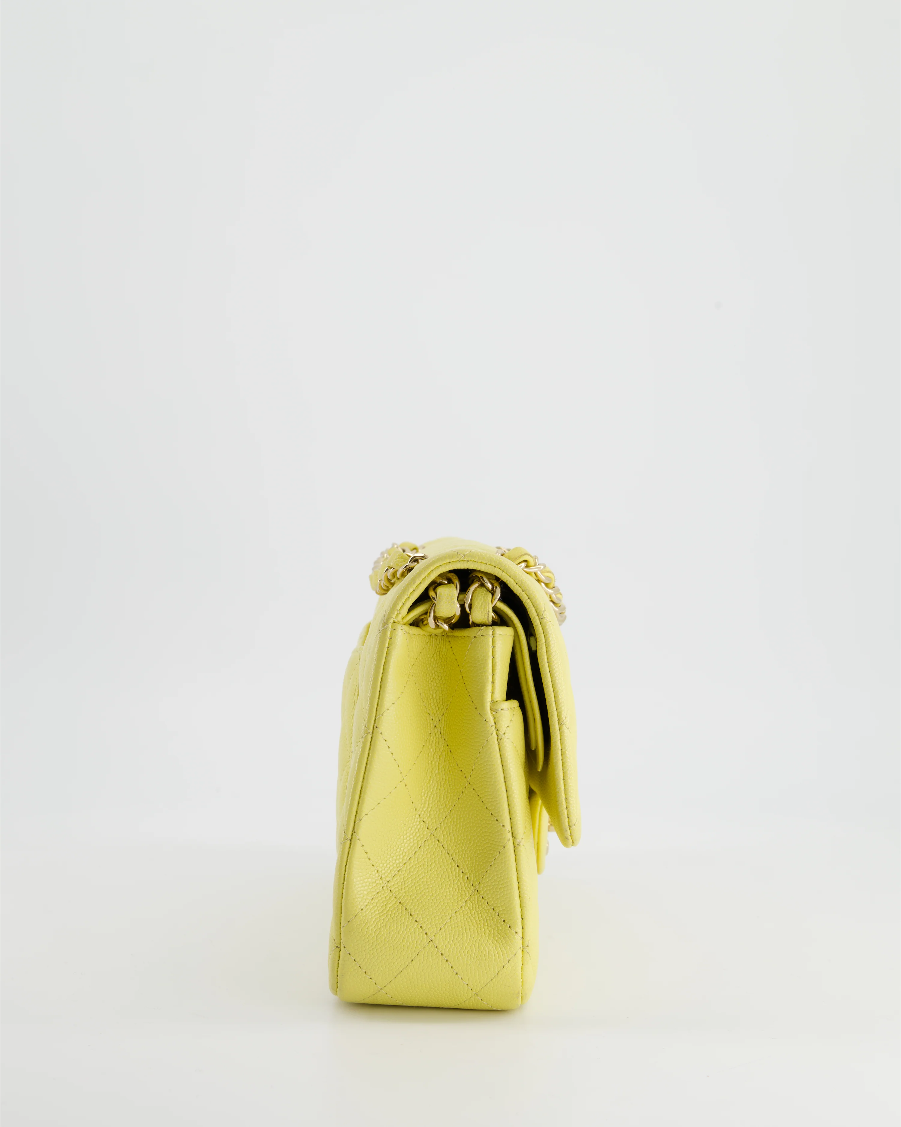 Chanel Sorbet Yellow Medium Classic Double Flap Bag in Caviar Leather with Champagne Gold Hardware - Image 3
