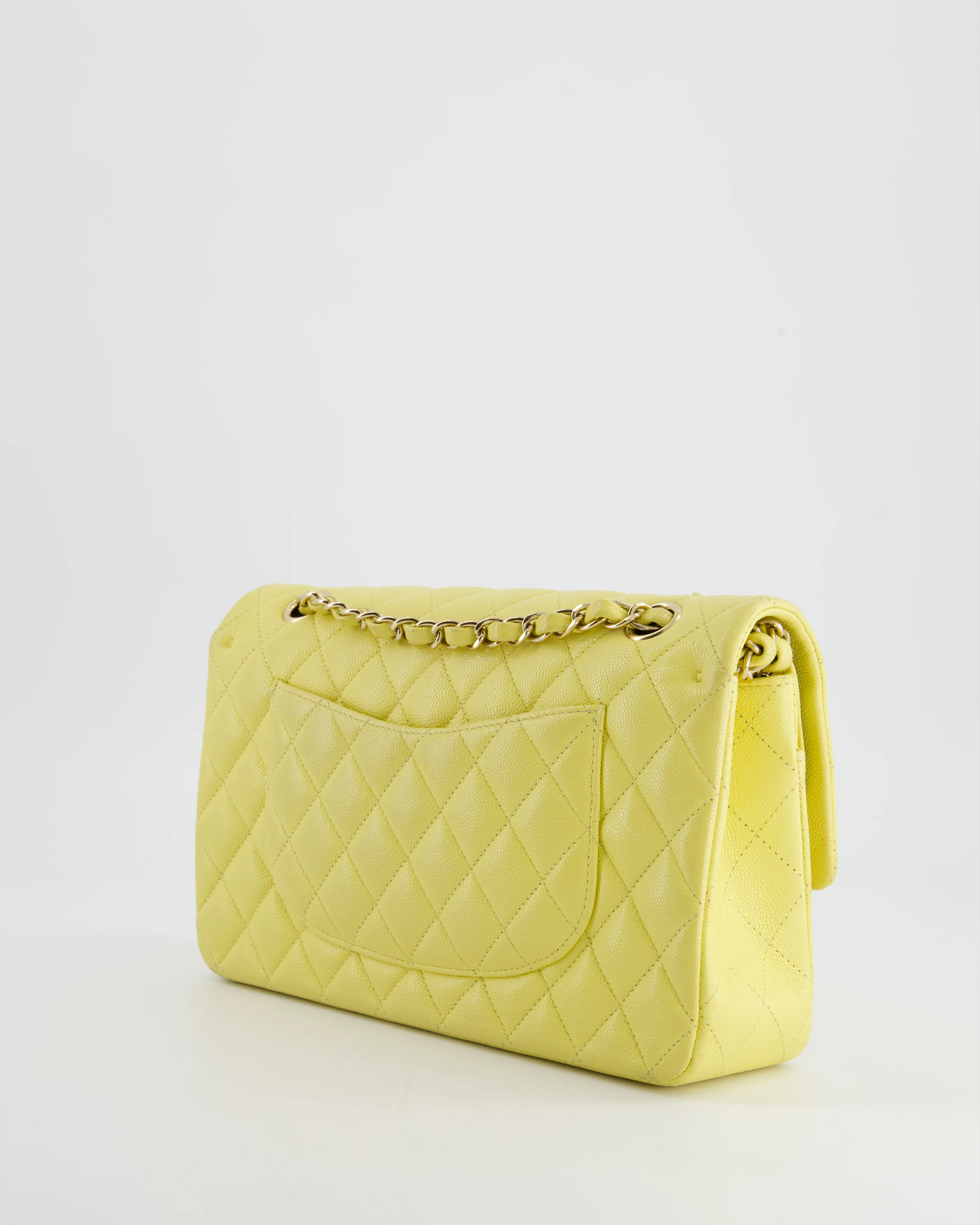 Chanel Sorbet Yellow Medium Classic Double Flap Bag in Caviar Leather with Champagne Gold Hardware - Image 4