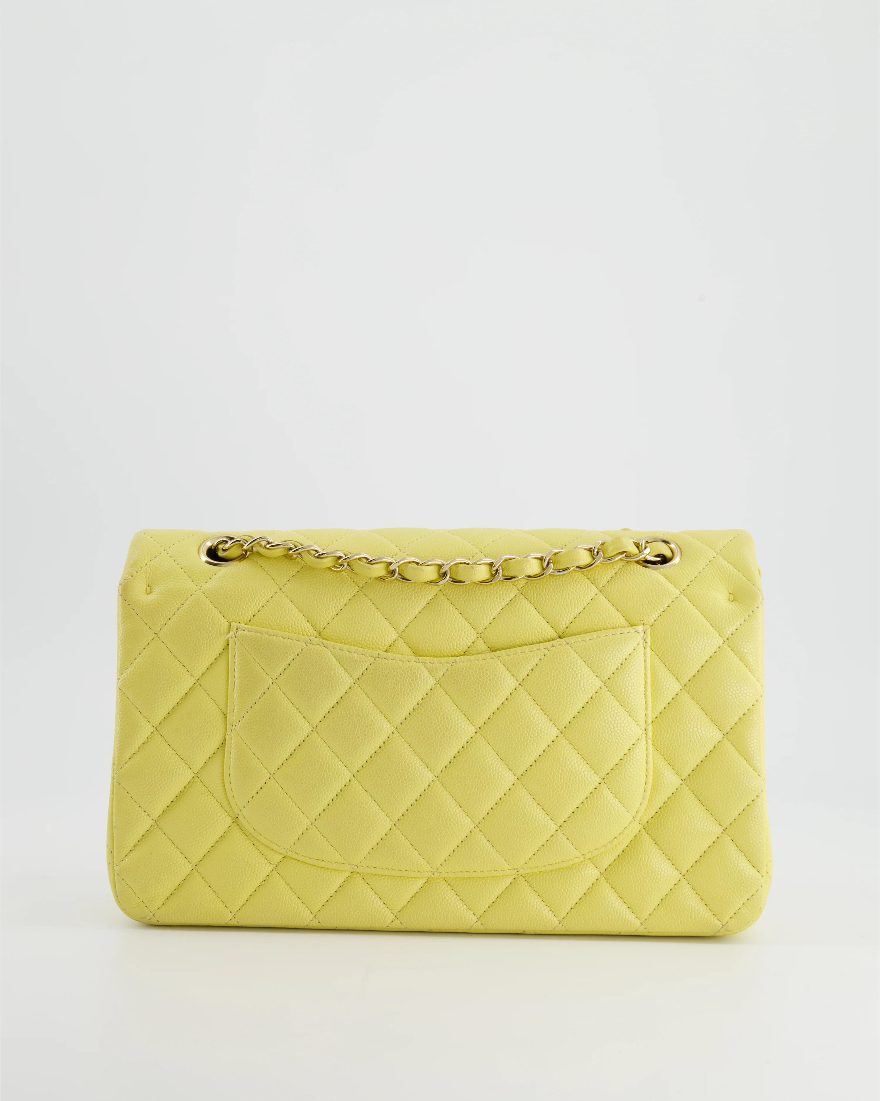 Chanel Sorbet Yellow Medium Classic Double Flap Bag in Caviar Leather with Champagne Gold Hardware - Image 5