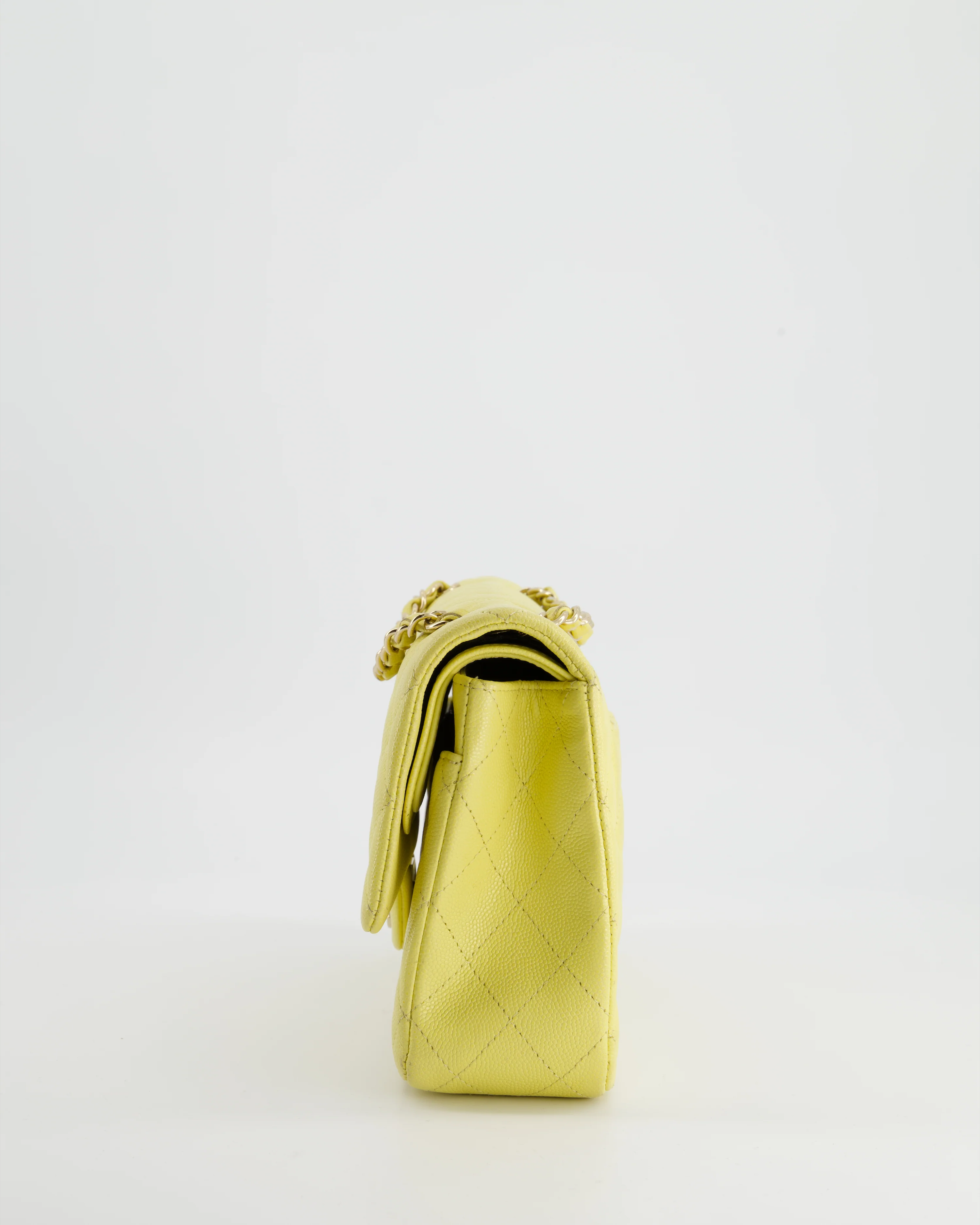 Chanel Sorbet Yellow Medium Classic Double Flap Bag in Caviar Leather with Champagne Gold Hardware - Image 7