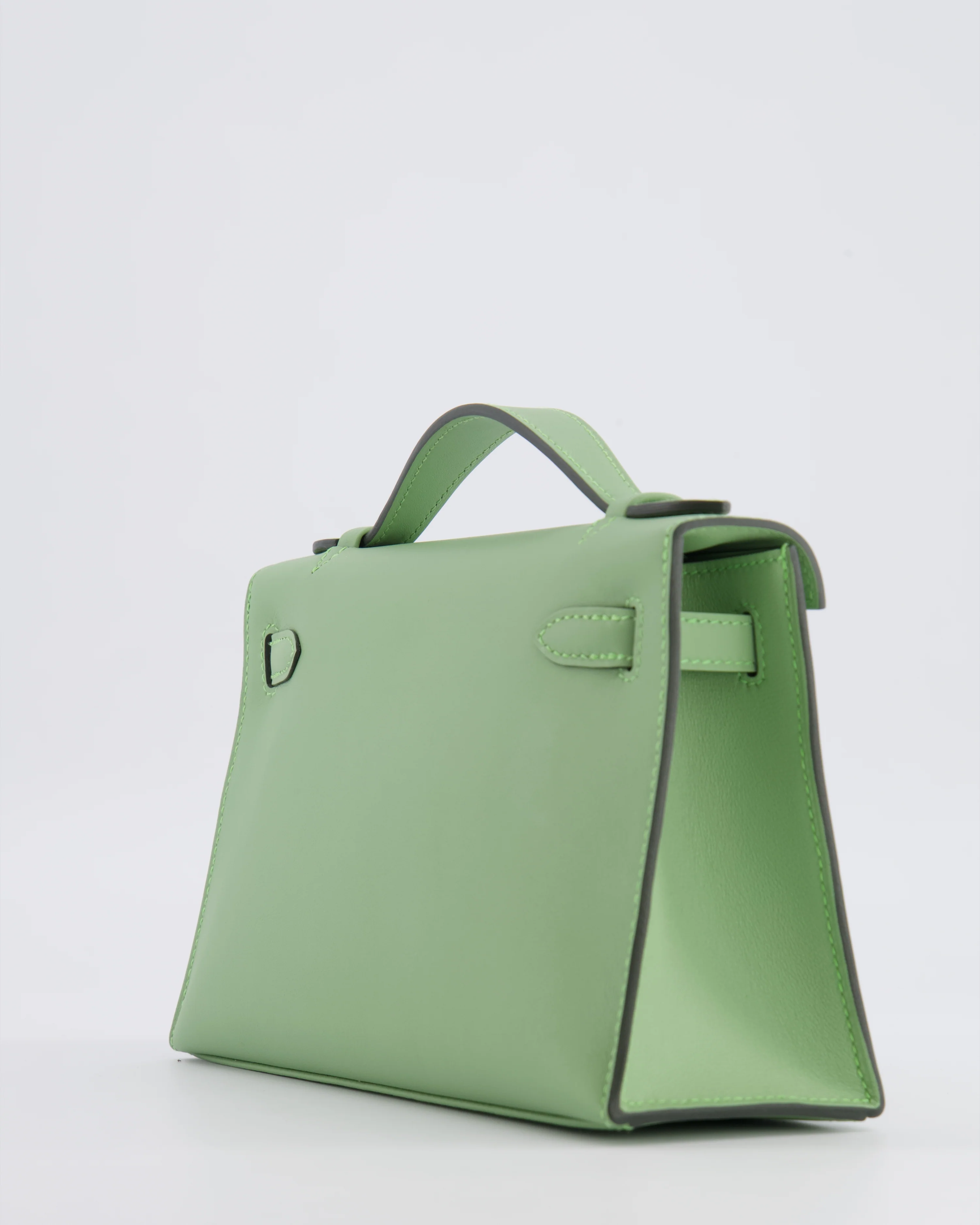 *HOT COLOUR* Hermès Mini Kelly Pochette Bag in Vert Criquet Swift Leather with Gold Hardware - Image 15