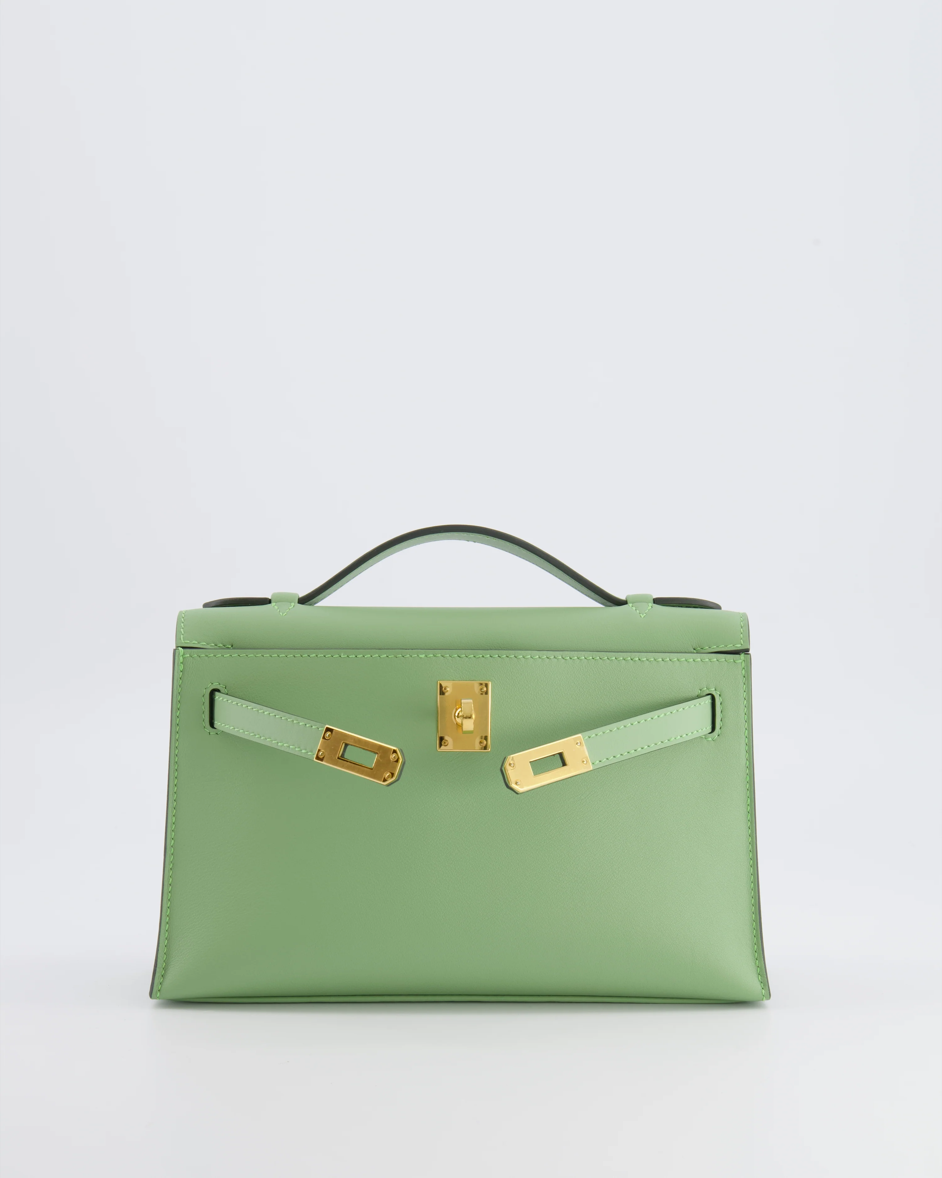 *HOT COLOUR* Hermès Mini Kelly Pochette Bag in Vert Criquet Swift Leather with Gold Hardware - Image 3