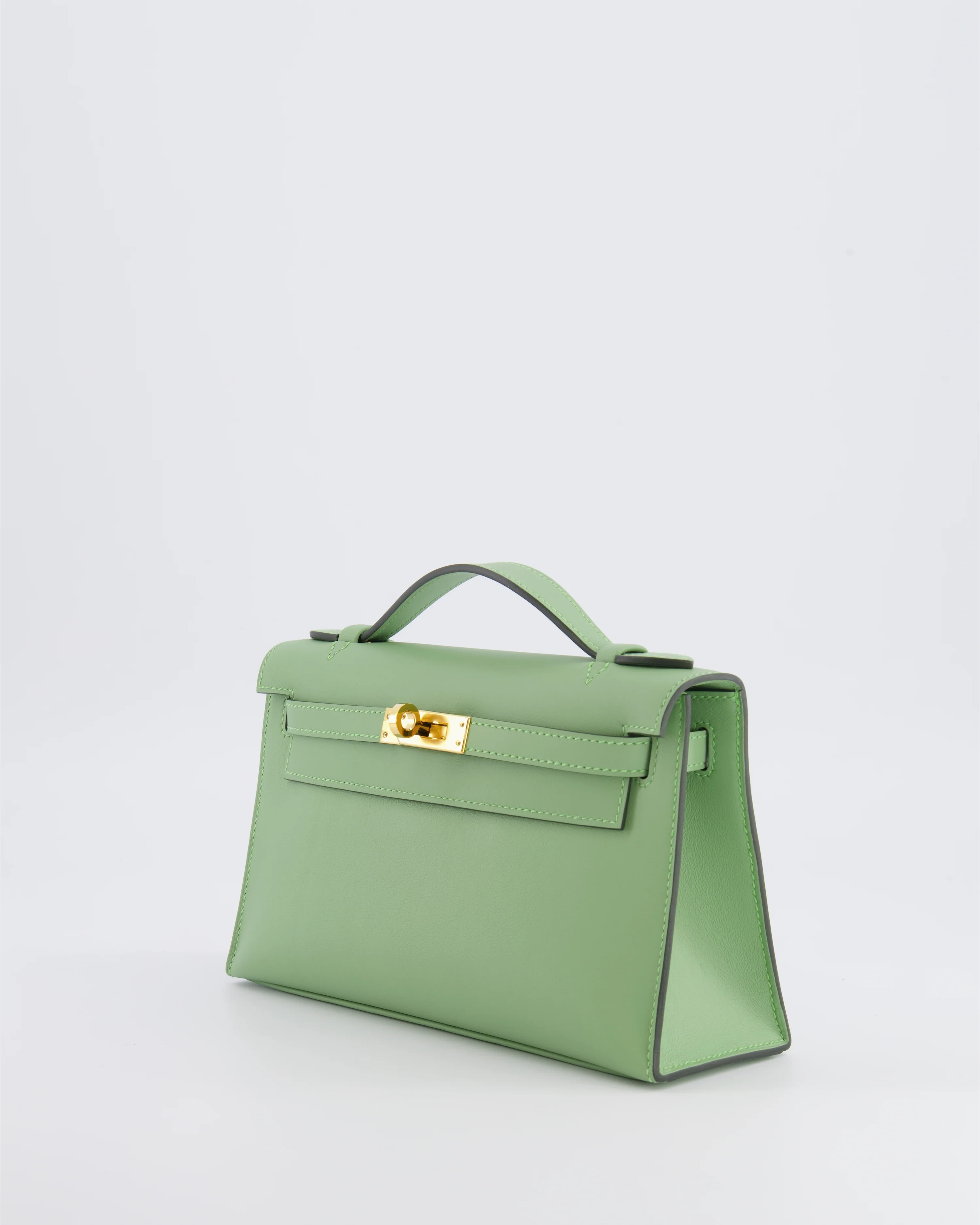 *HOT COLOUR* Hermès Mini Kelly Pochette Bag in Vert Criquet Swift Leather with Gold Hardware - Image 7