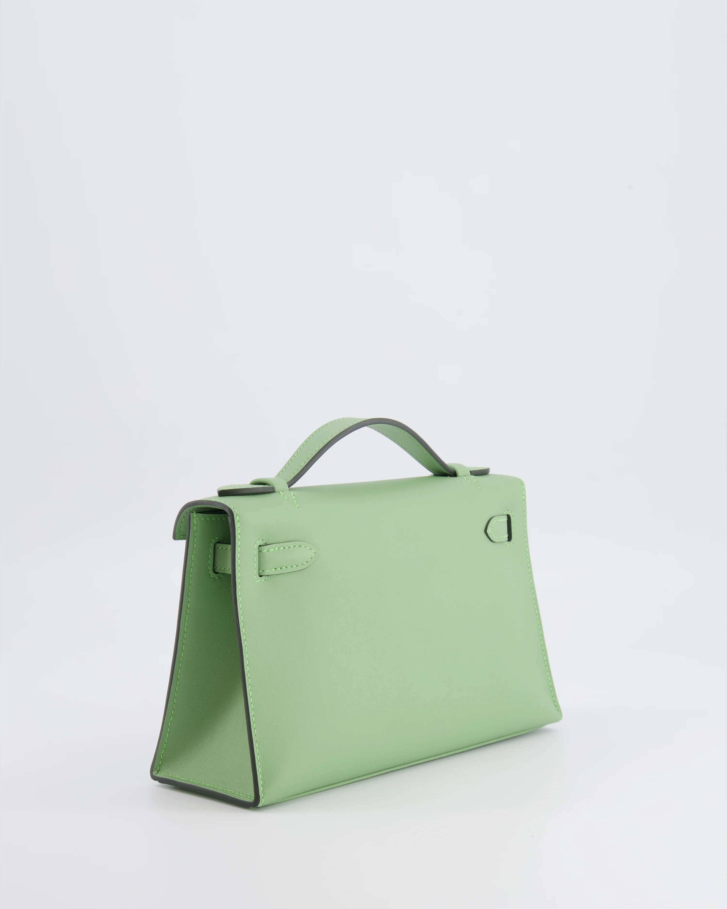 *HOT COLOUR* Hermès Mini Kelly Pochette Bag in Vert Criquet Swift Leather with Gold Hardware - Image 8