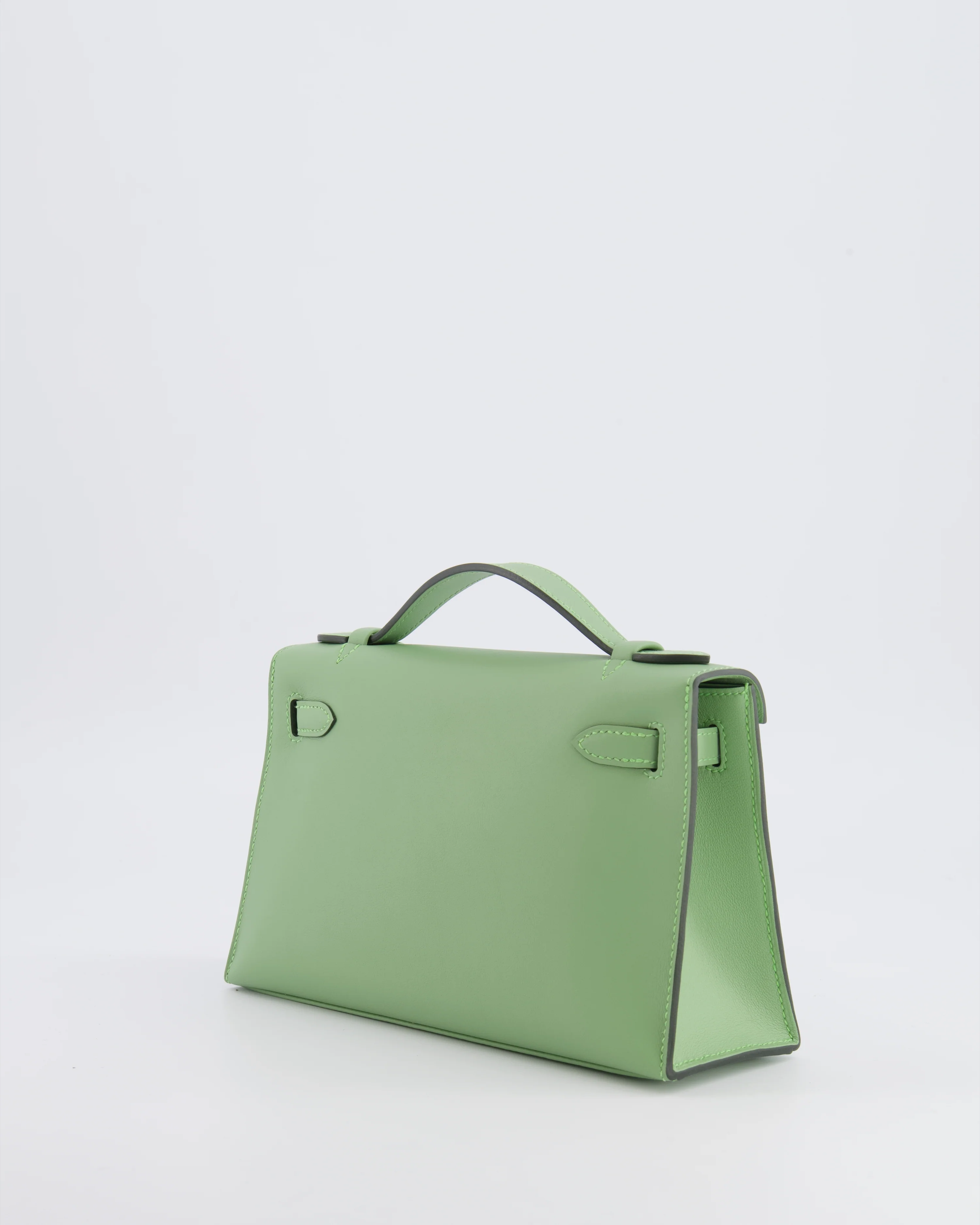 *HOT COLOUR* Hermès Mini Kelly Pochette Bag in Vert Criquet Swift Leather with Gold Hardware - Image 9