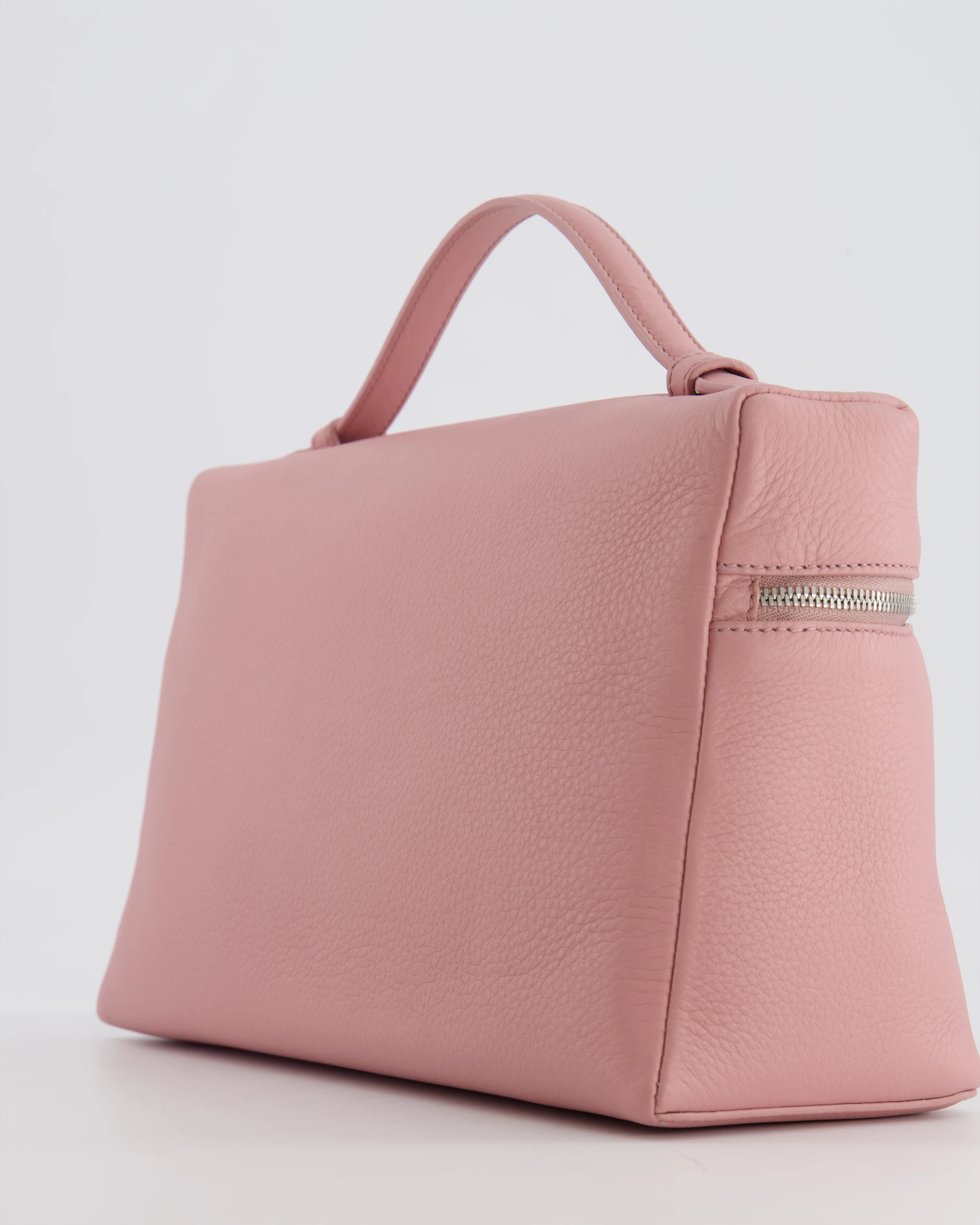 *HOT COLOUR* Loro Piana Extra Pocket L27 Bag in Pink Grained Calfskin Leather with Silver Hardware - Image 15