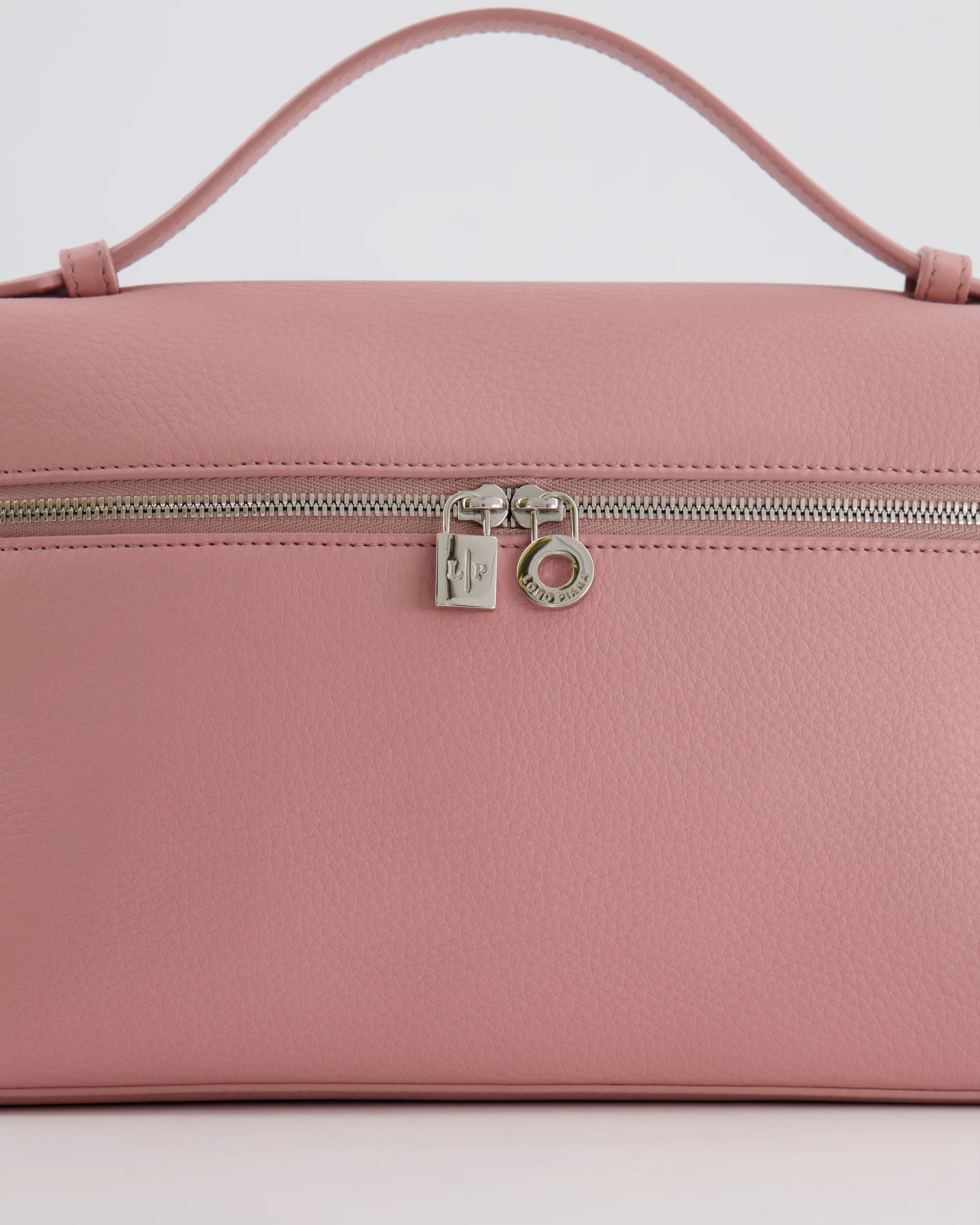 *HOT COLOUR* Loro Piana Extra Pocket L27 Bag in Pink Grained Calfskin Leather with Silver Hardware - Image 17