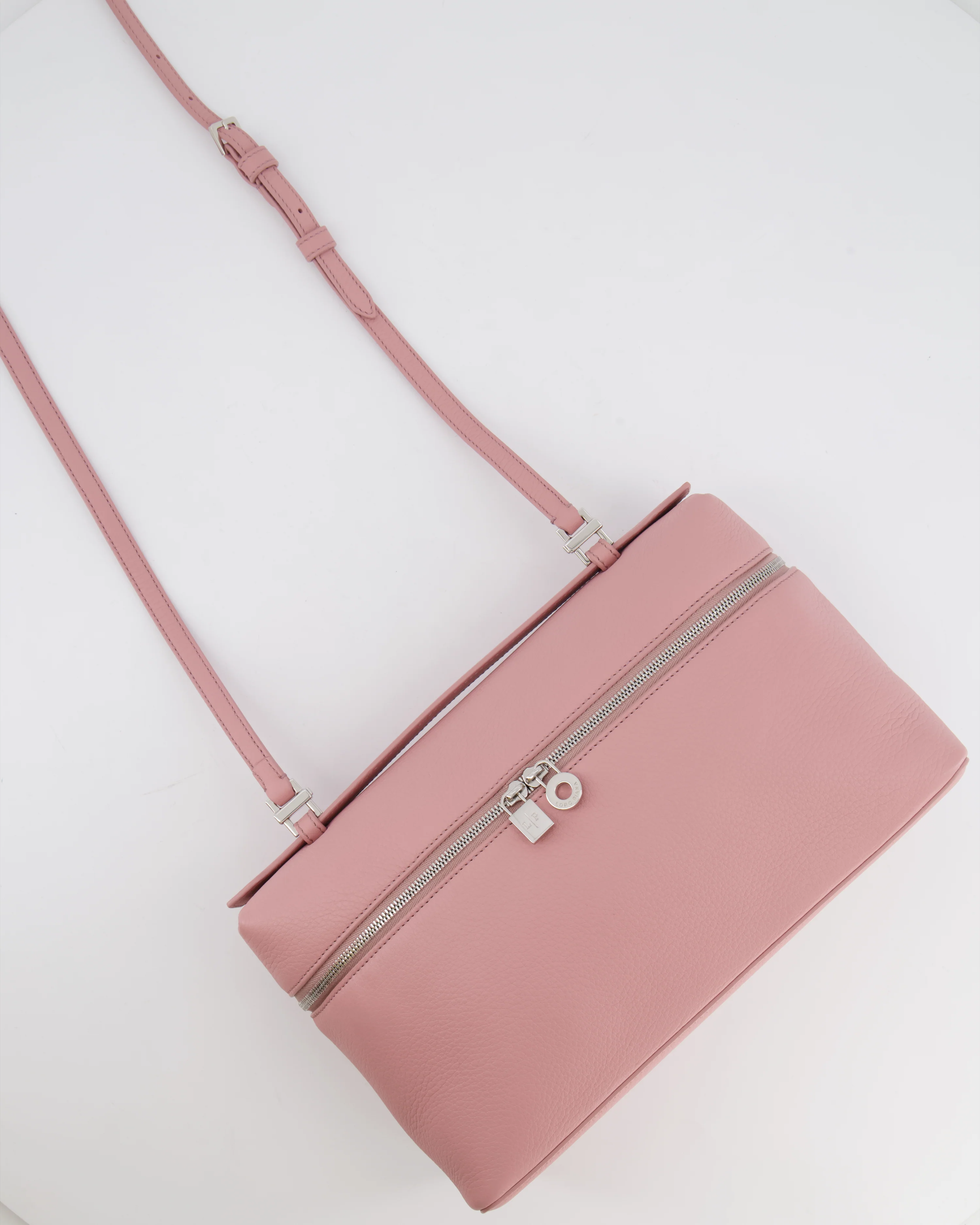 *HOT COLOUR* Loro Piana Extra Pocket L27 Bag in Pink Grained Calfskin Leather with Silver Hardware - Image 18