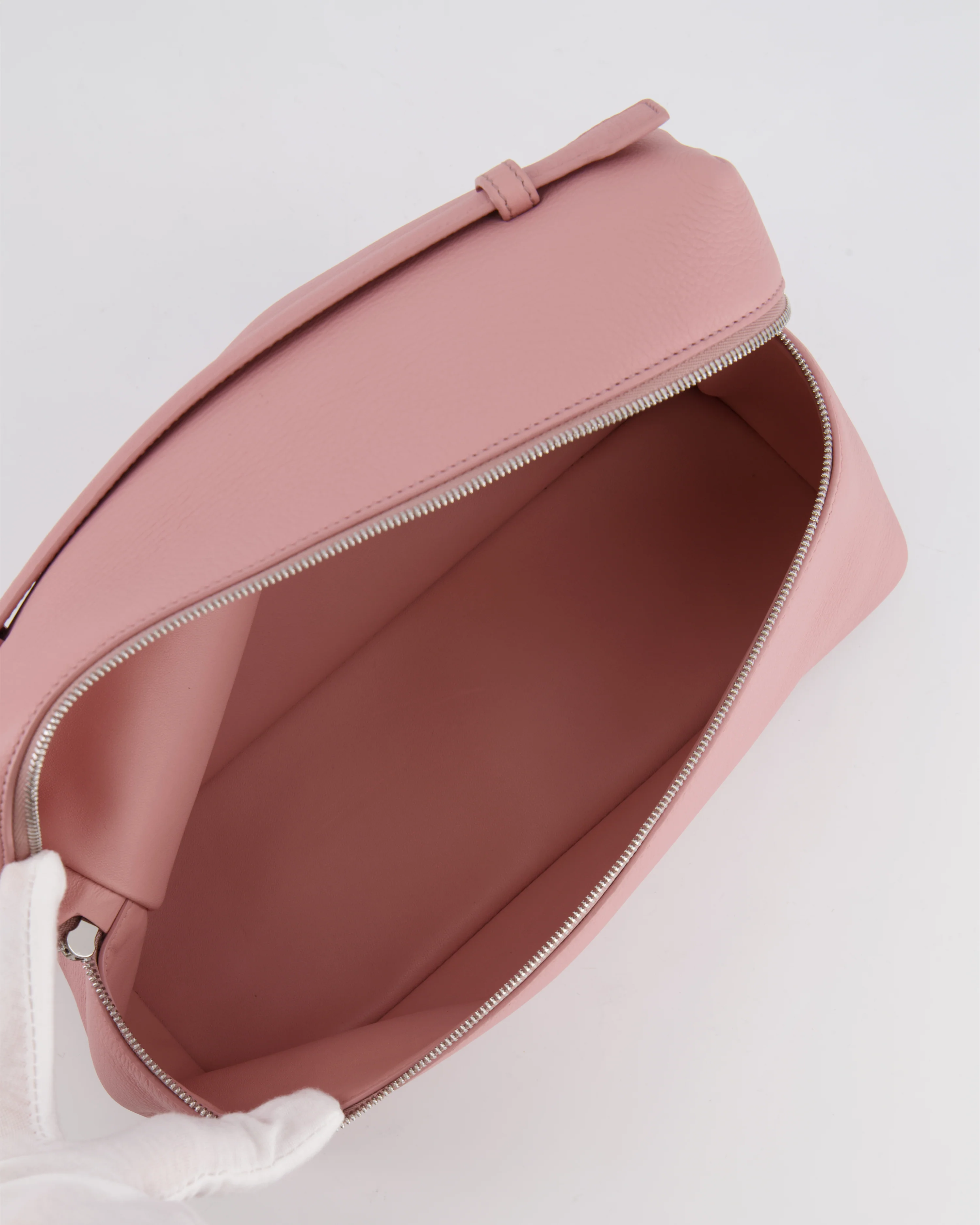*HOT COLOUR* Loro Piana Extra Pocket L27 Bag in Pink Grained Calfskin Leather with Silver Hardware - Image 20