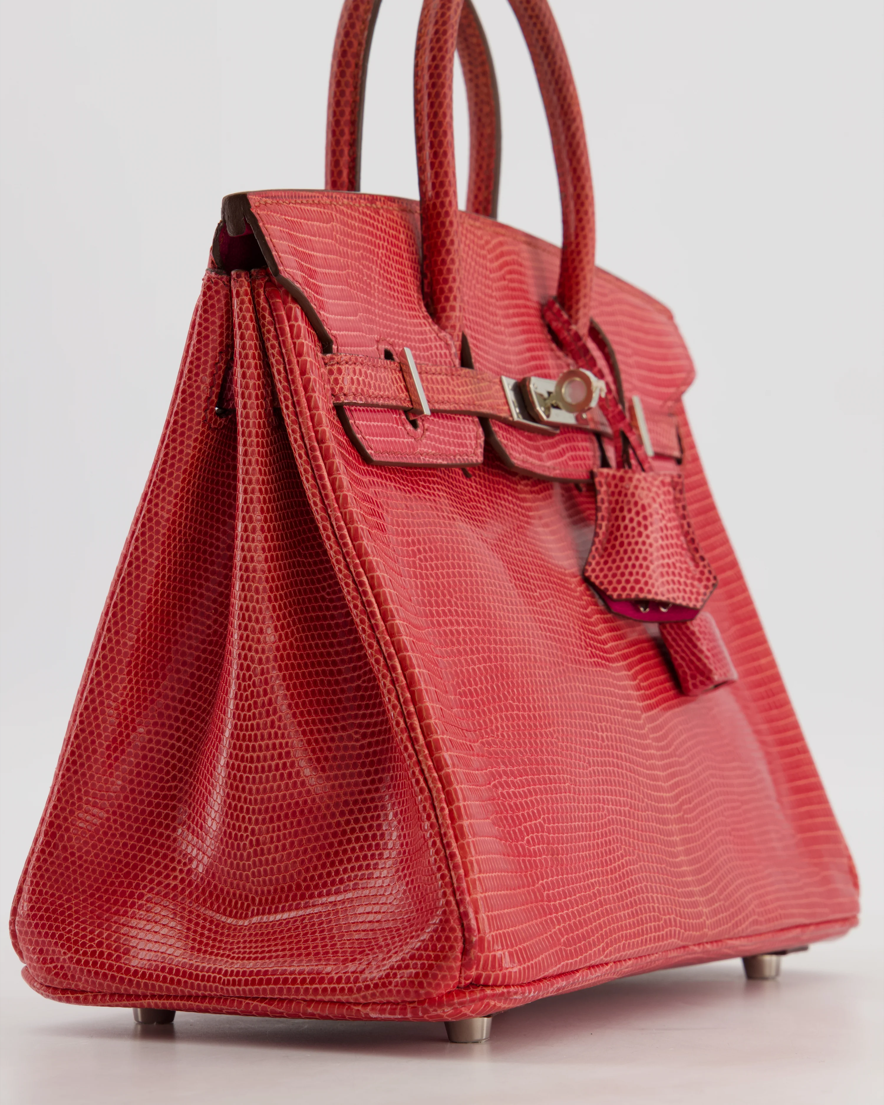 *HOT* Hermès Birkin 25 Verso Retourne Bag in Bougainvillea Lizard Niloticus Leather, Rose Shocking Interior with Palladium Hardware - Image 10