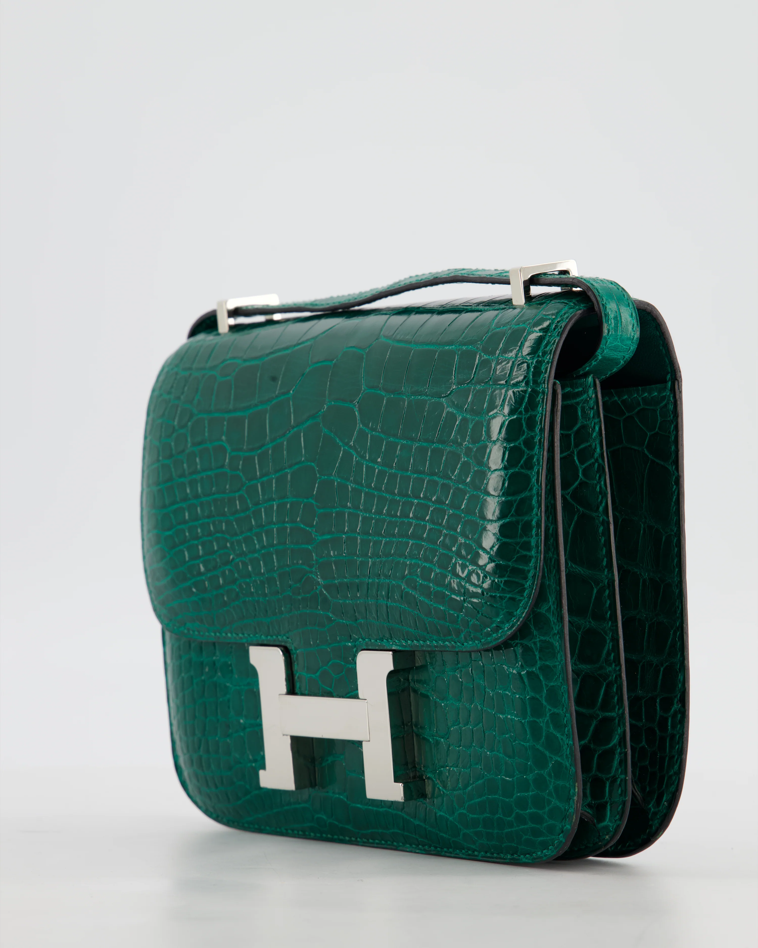 *HOT* Hermès Constance 18 Bag in Vert Bosphore Crocodile Porosus with Palladium Hardware - Image 10
