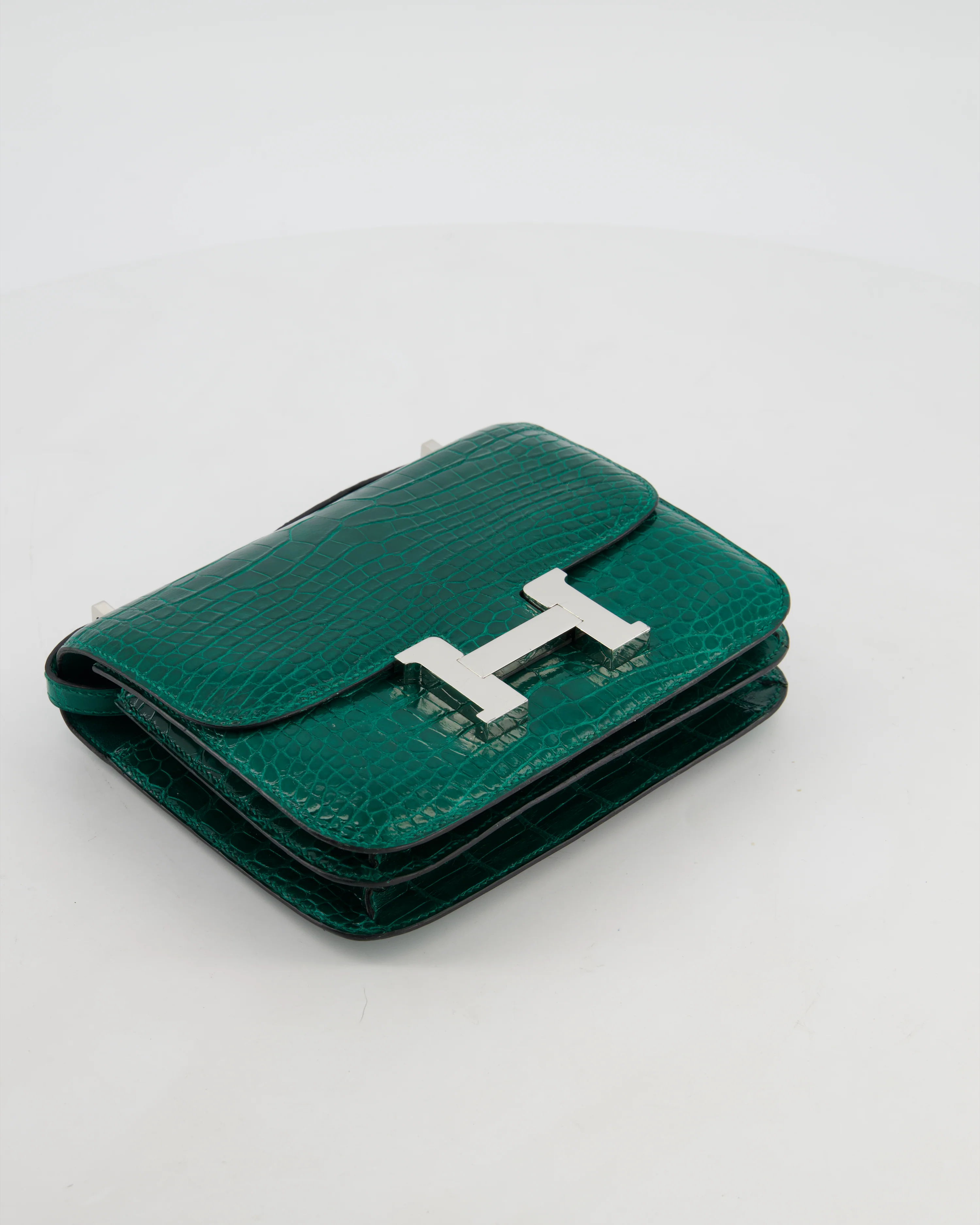 *HOT* Hermès Constance 18 Bag in Vert Bosphore Crocodile Porosus with Palladium Hardware - Image 15