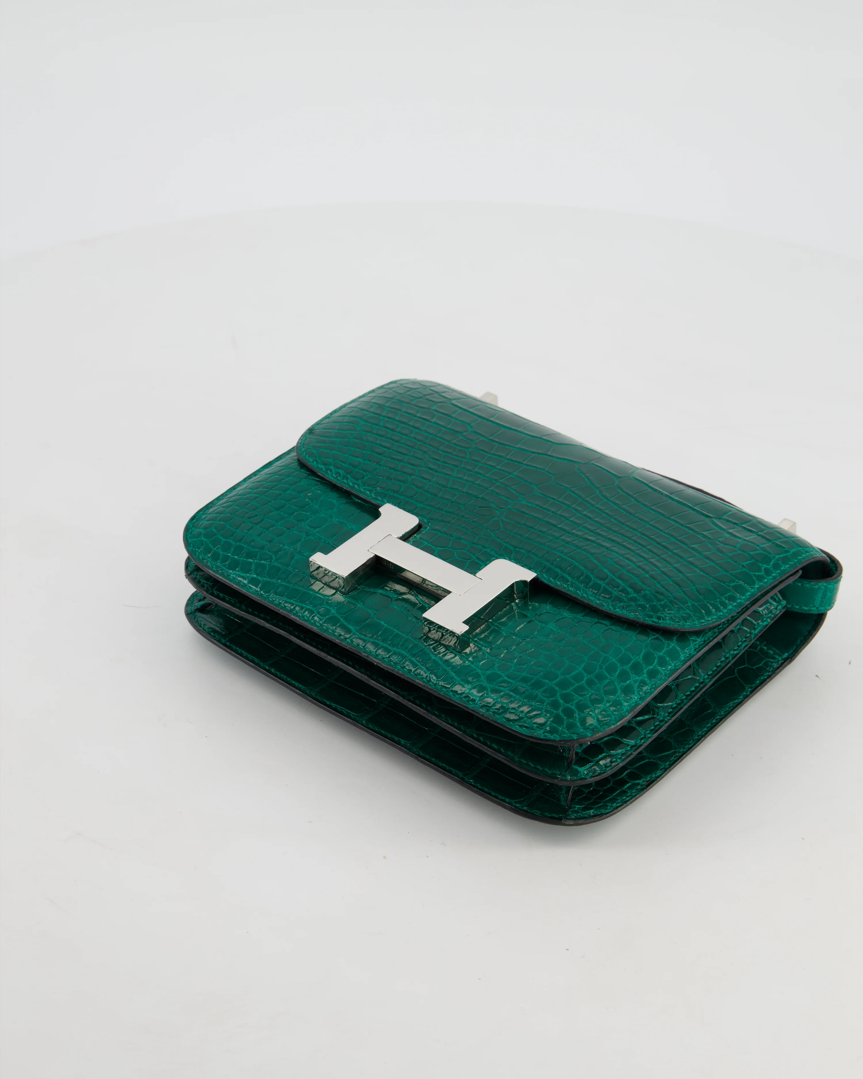 *HOT* Hermès Constance 18 Bag in Vert Bosphore Crocodile Porosus with Palladium Hardware - Image 16