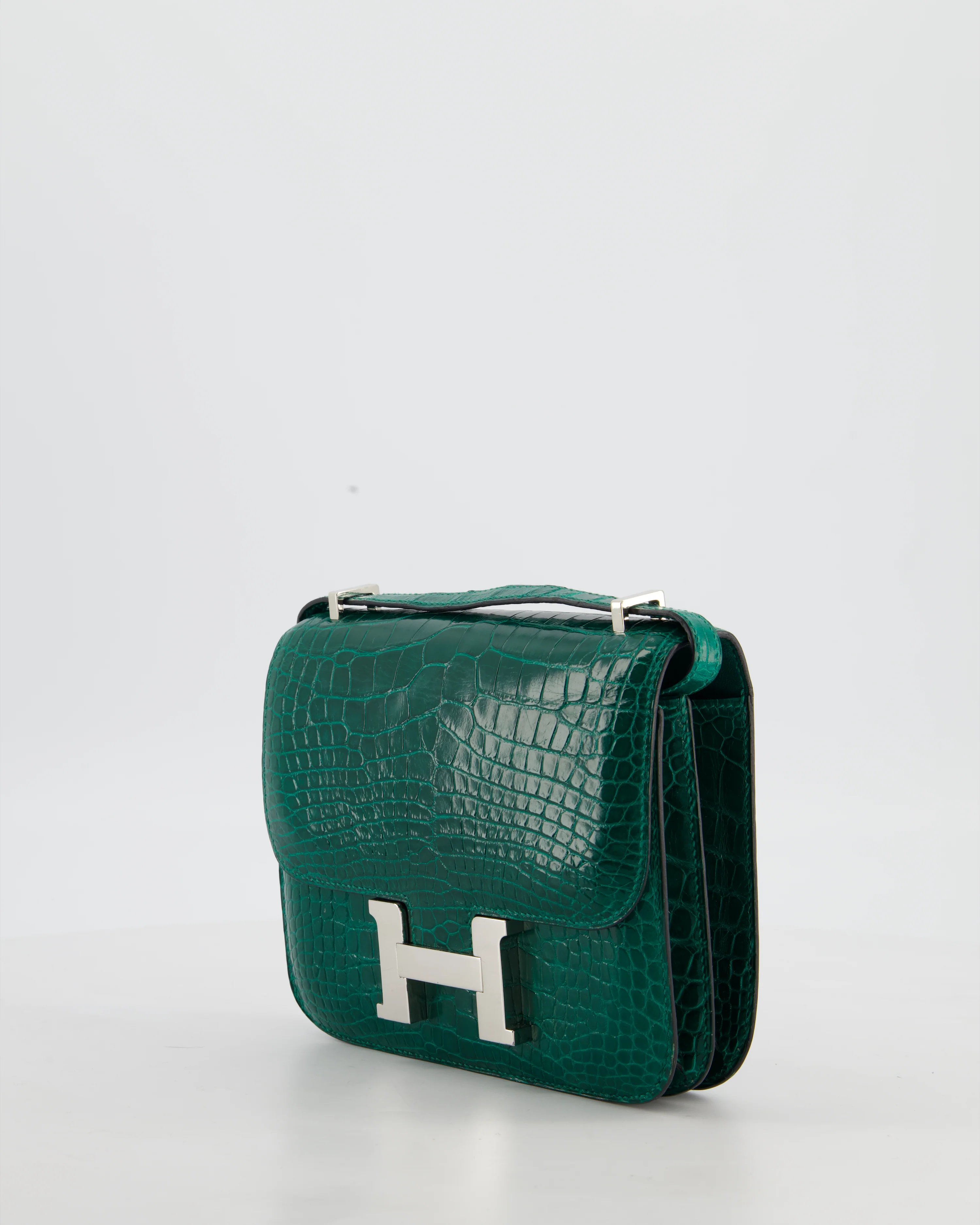 *HOT* Hermès Constance 18 Bag in Vert Bosphore Crocodile Porosus with Palladium Hardware - Image 8