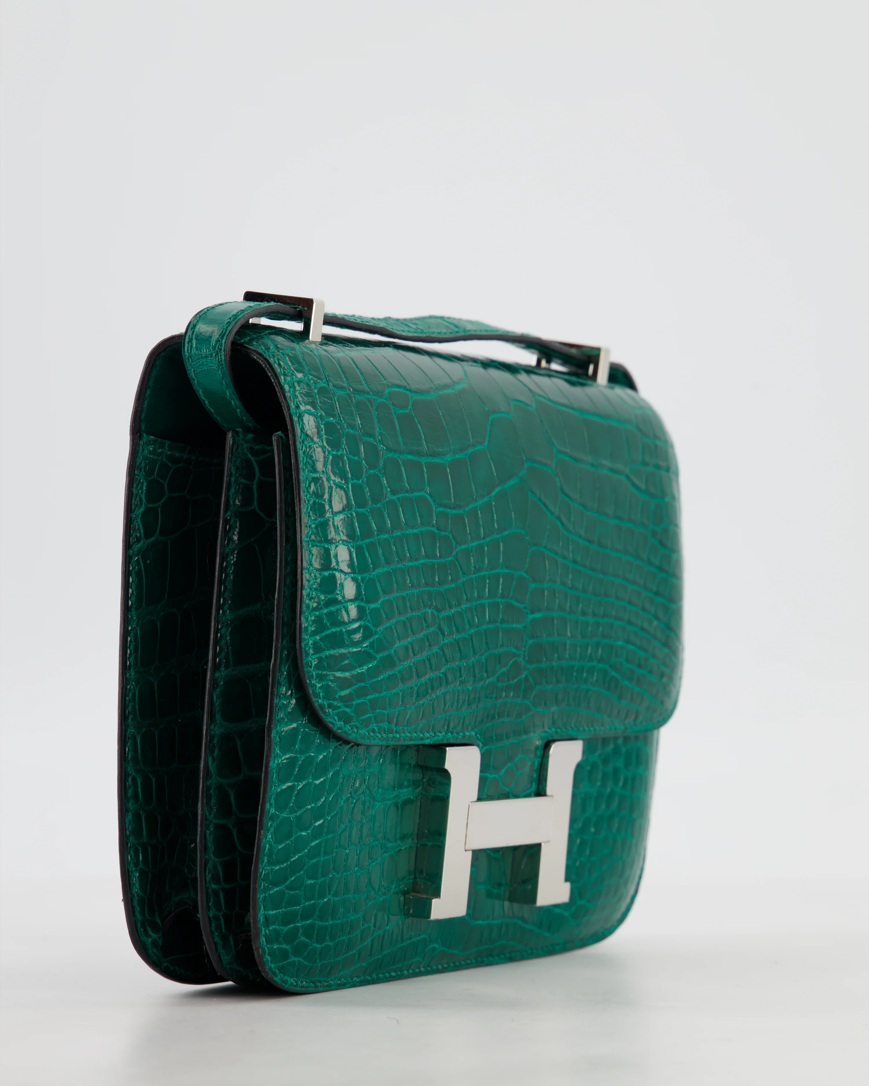 *HOT* Hermès Constance 18 Bag in Vert Bosphore Crocodile Porosus with Palladium Hardware - Image 9