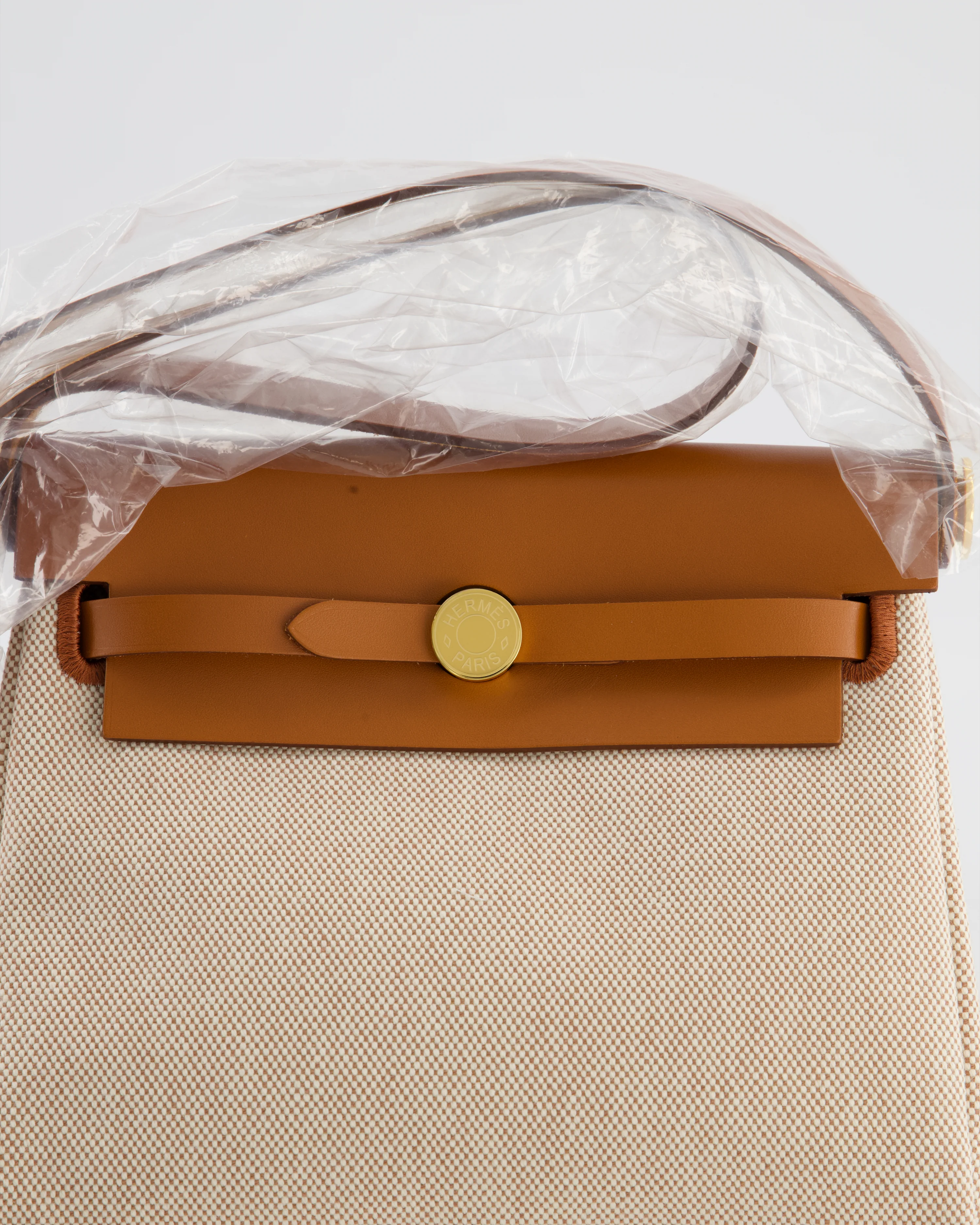 *HOT* Hermès Herbag Zip 20 Bag in Fauve Vache Hunter Leather & Ecru/Beige Viking Canvas with Gold Hardware - Image 15