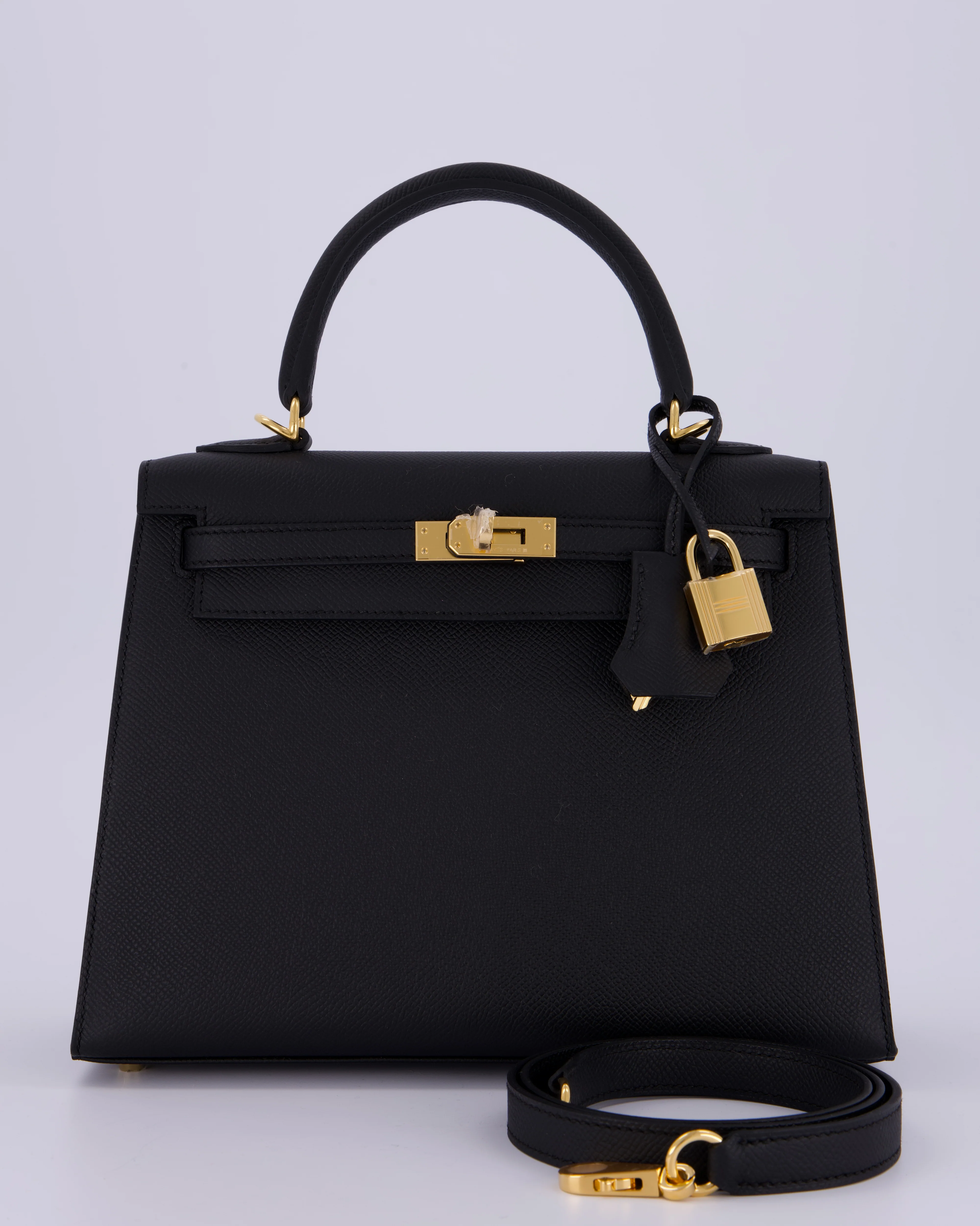 *HOT* Hermès Kelly 25 Sellier Bag in Noir Epsom Leather with Gold Hardware