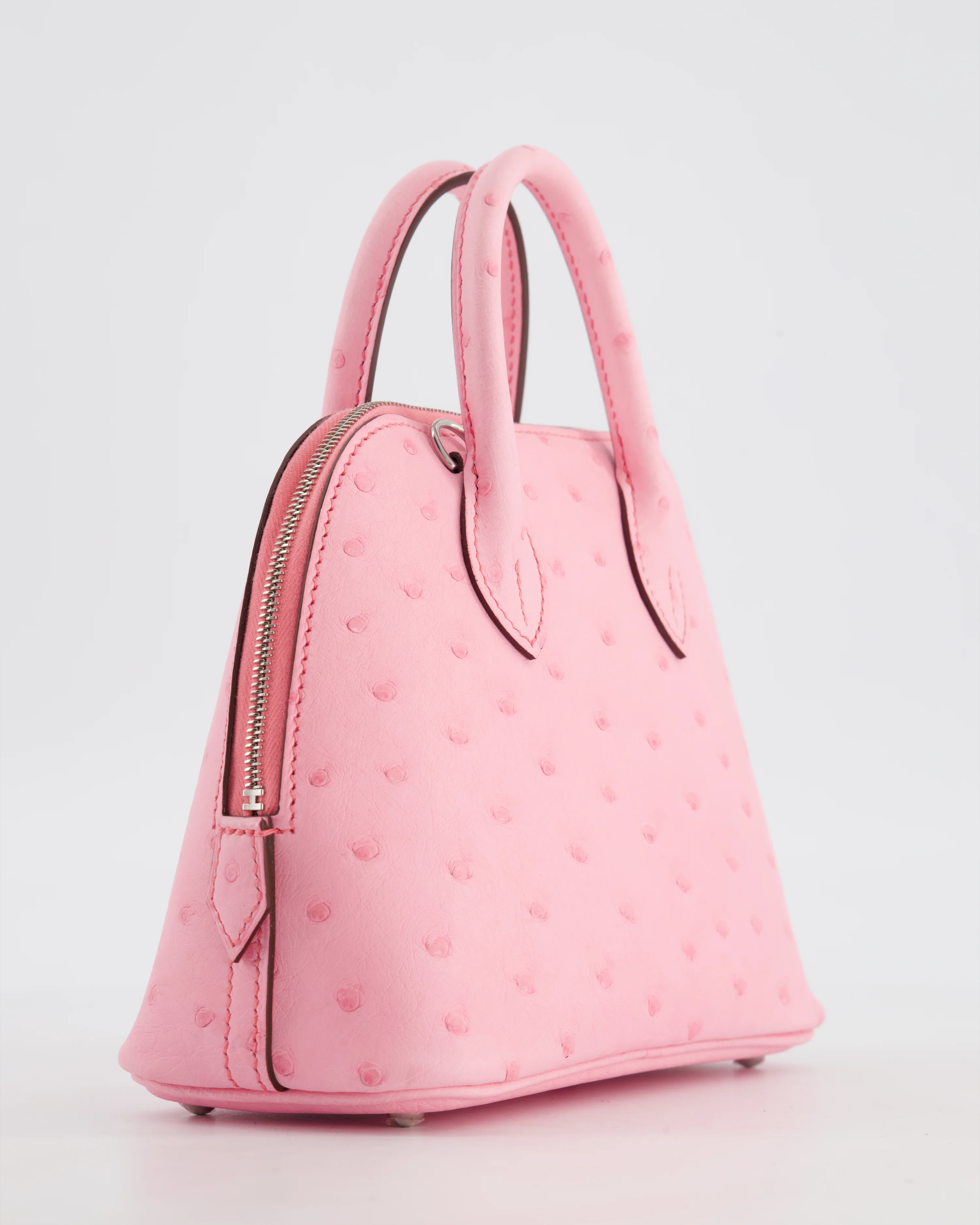 *HOT* Hermès Mini Bolide Bag in Rose Bubblegum Ostrich Leather with Palladium Hardware - Image 10
