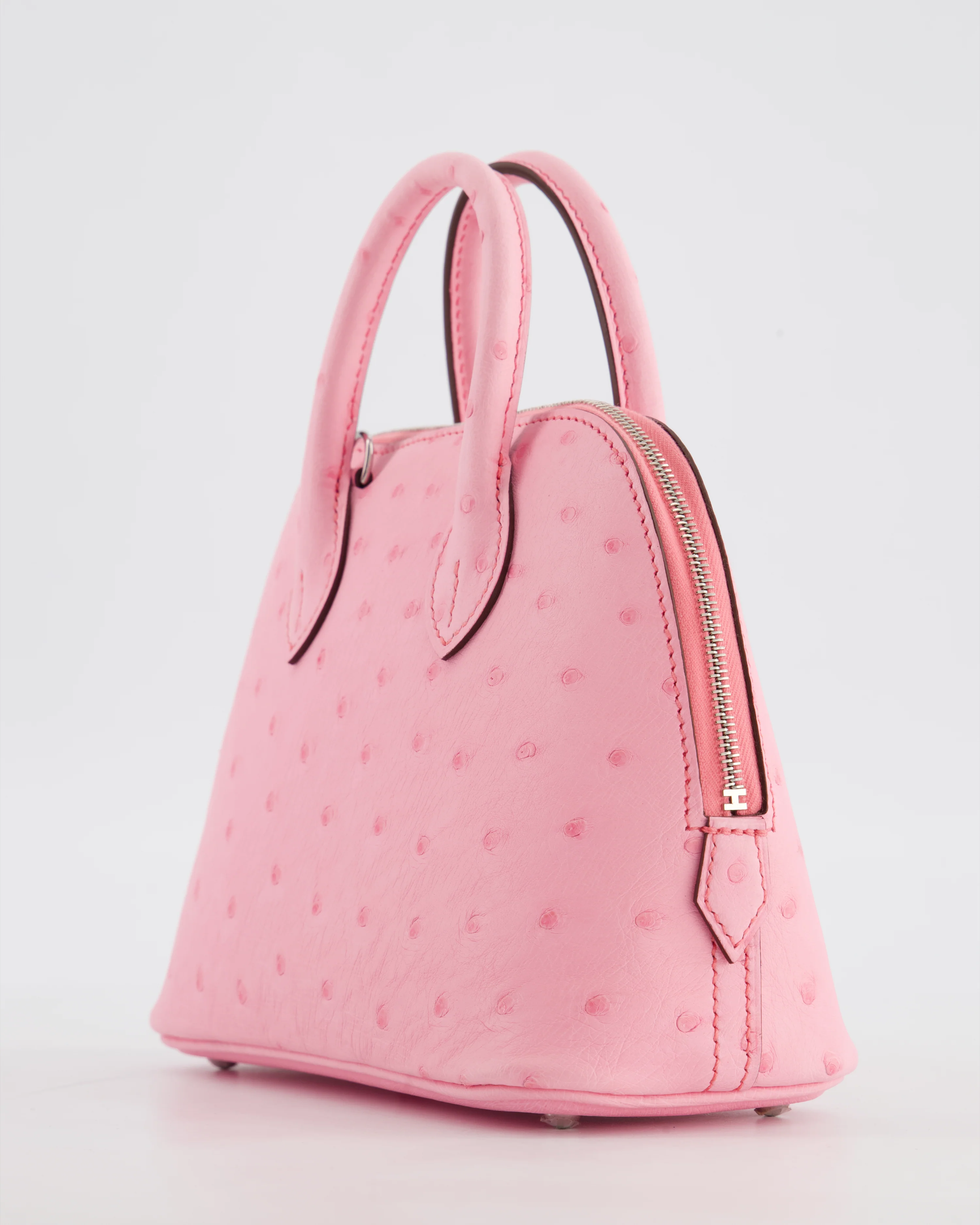 *HOT* Hermès Mini Bolide Bag in Rose Bubblegum Ostrich Leather with Palladium Hardware - Image 12