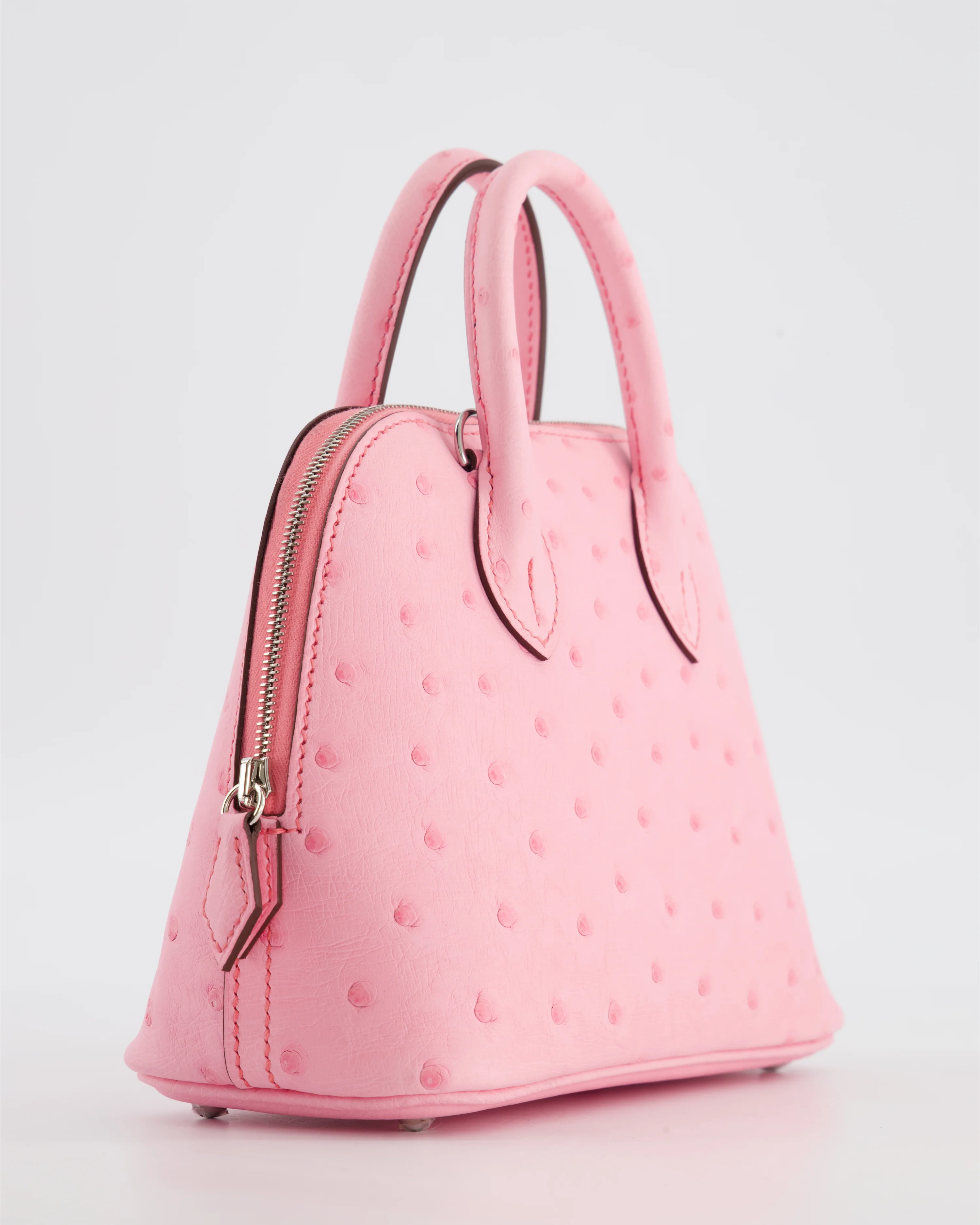 *HOT* Hermès Mini Bolide Bag in Rose Bubblegum Ostrich Leather with Palladium Hardware - Image 13