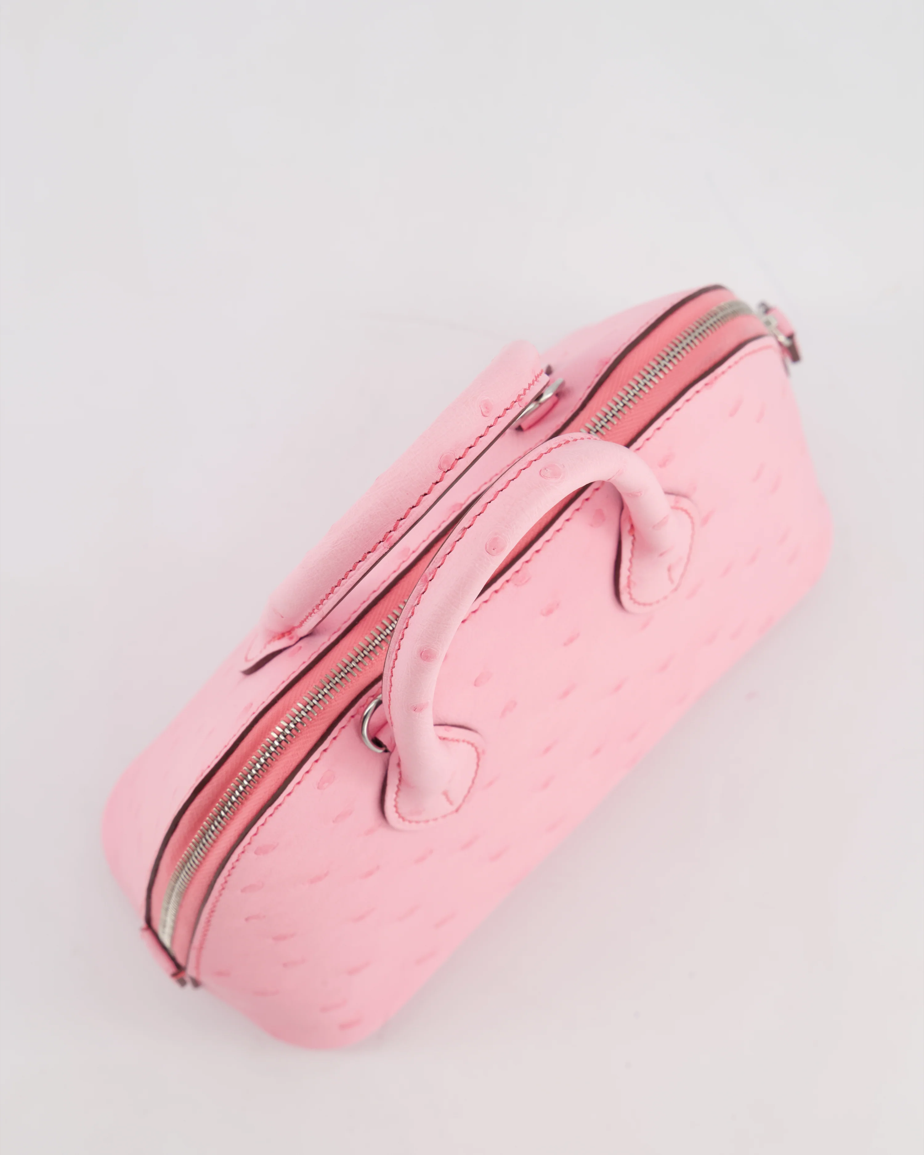 *HOT* Hermès Mini Bolide Bag in Rose Bubblegum Ostrich Leather with Palladium Hardware - Image 14