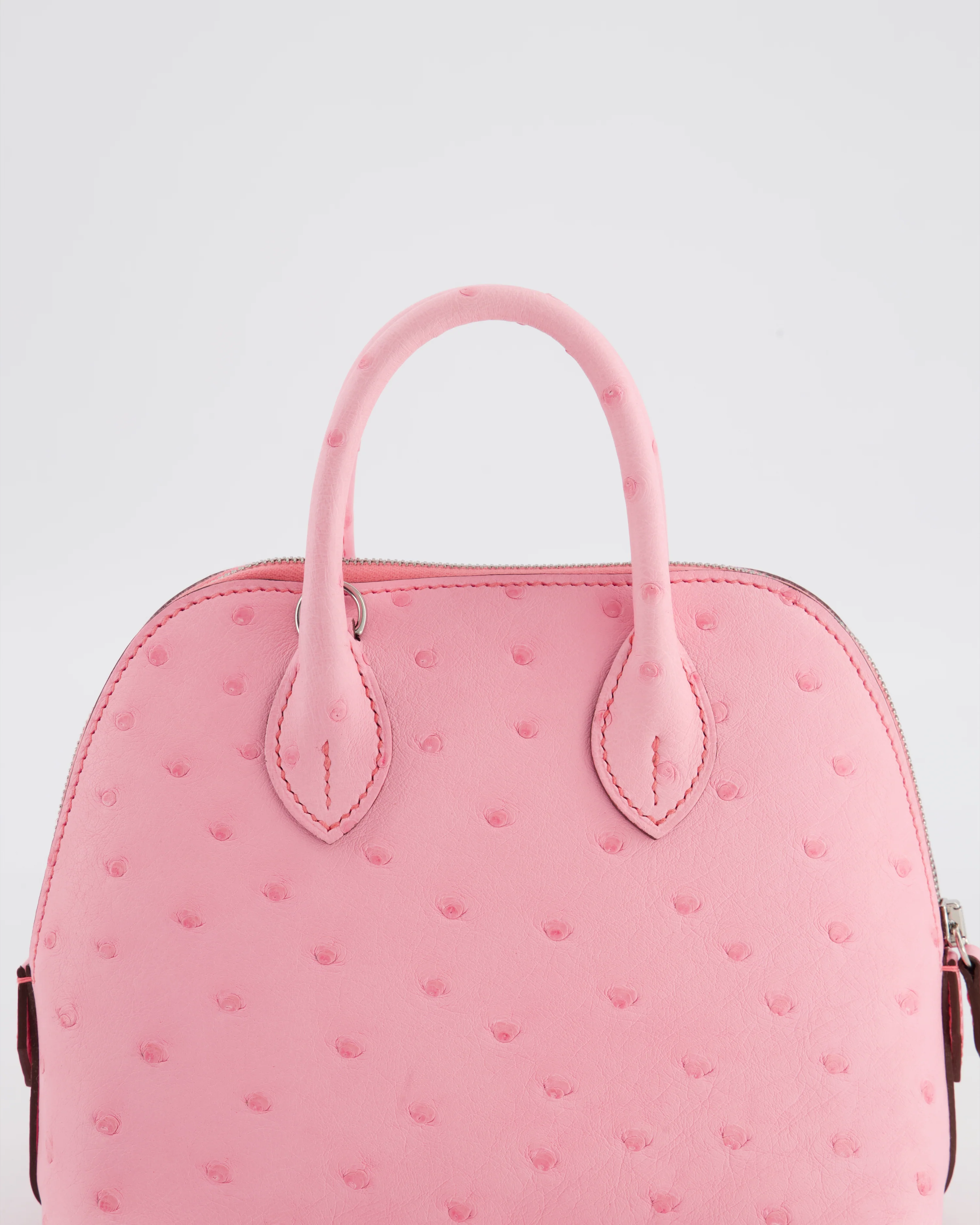 *HOT* Hermès Mini Bolide Bag in Rose Bubblegum Ostrich Leather with Palladium Hardware - Image 15