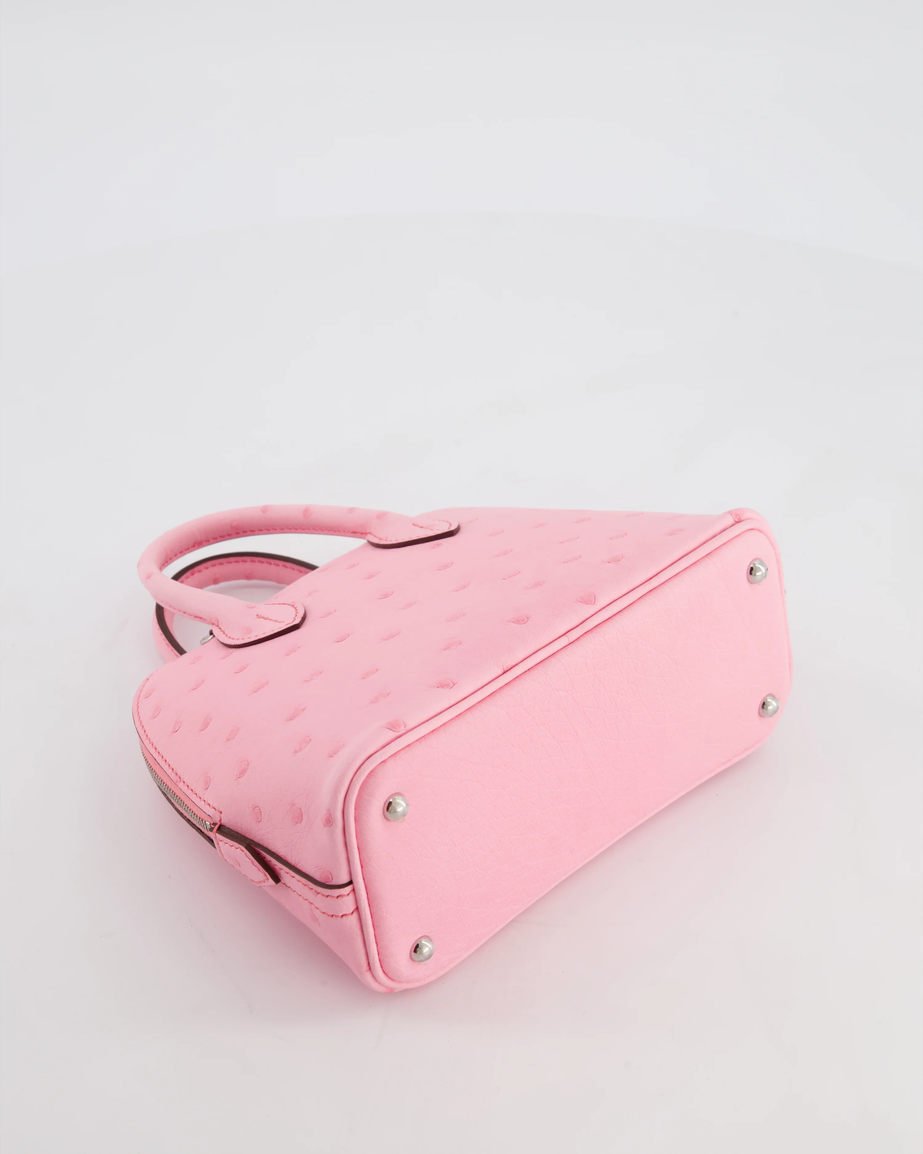 *HOT* Hermès Mini Bolide Bag in Rose Bubblegum Ostrich Leather with Palladium Hardware - Image 16