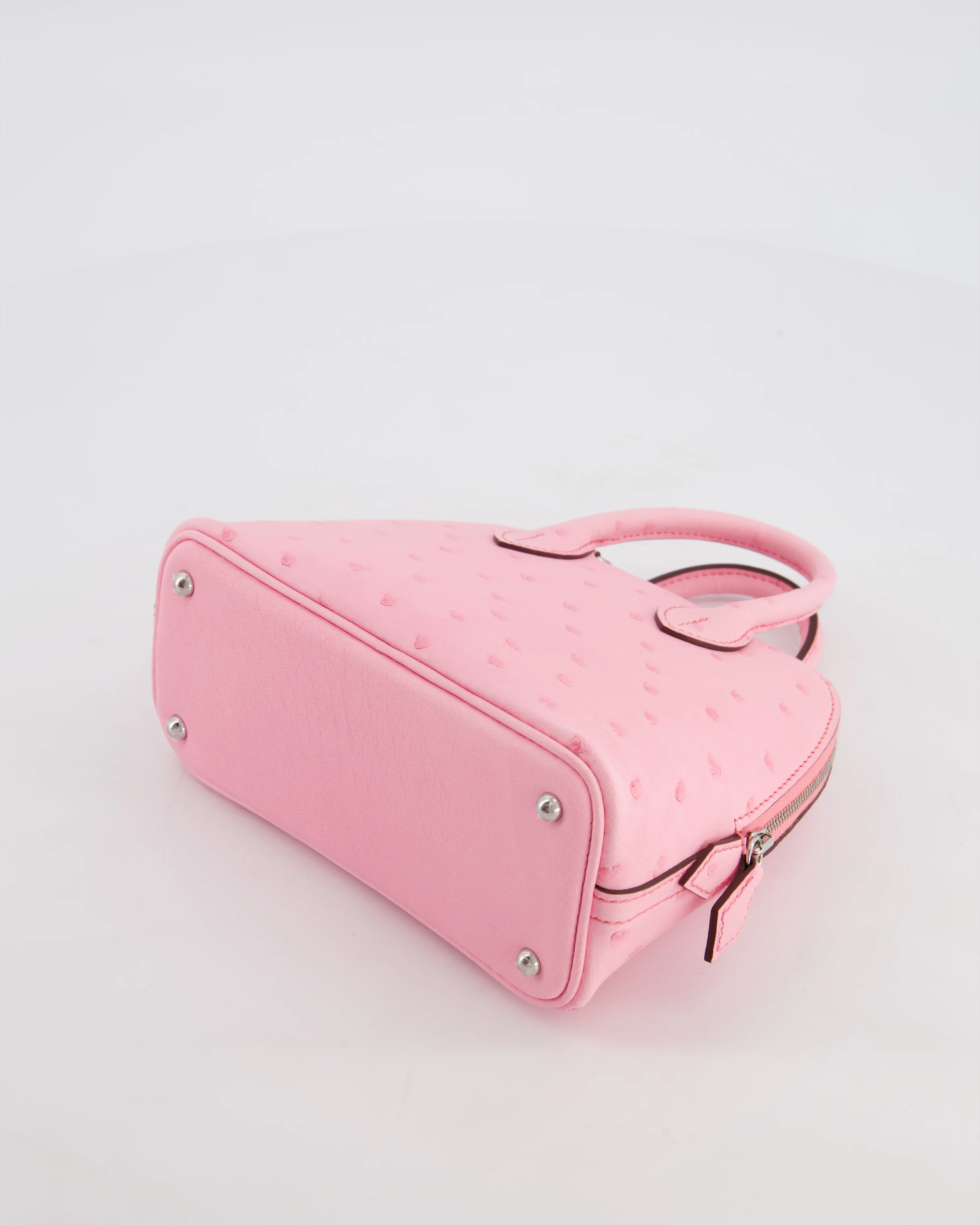 *HOT* Hermès Mini Bolide Bag in Rose Bubblegum Ostrich Leather with Palladium Hardware - Image 18