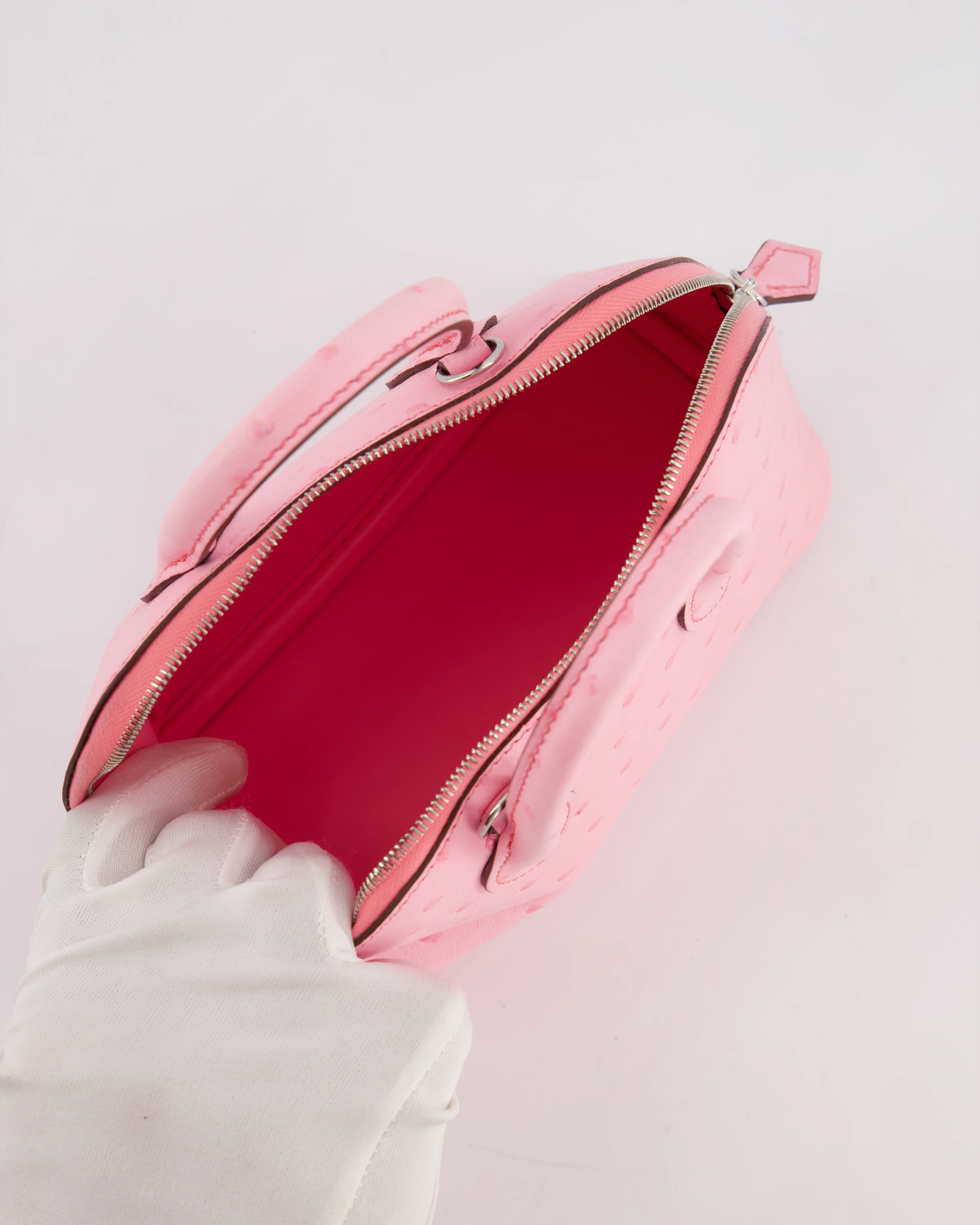 *HOT* Hermès Mini Bolide Bag in Rose Bubblegum Ostrich Leather with Palladium Hardware - Image 19