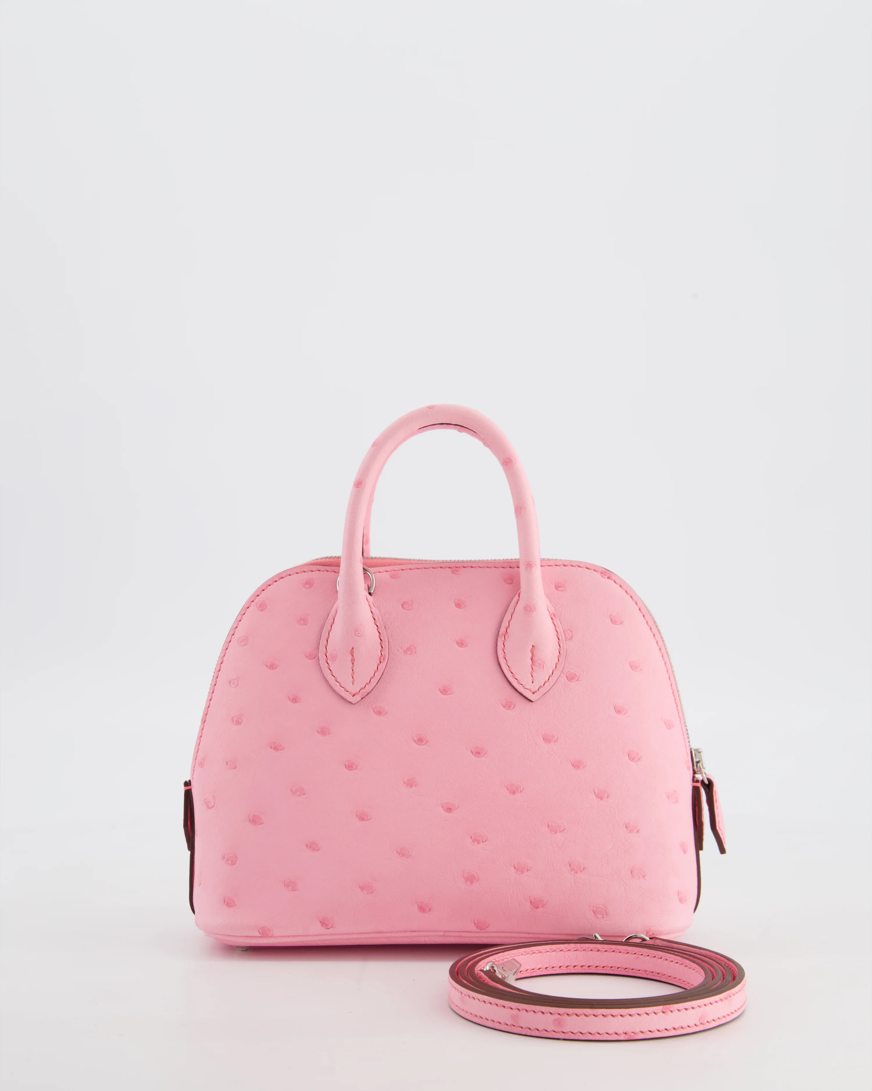 *HOT* Hermès Mini Bolide Bag in Rose Bubblegum Ostrich Leather with Palladium Hardware - Image 2