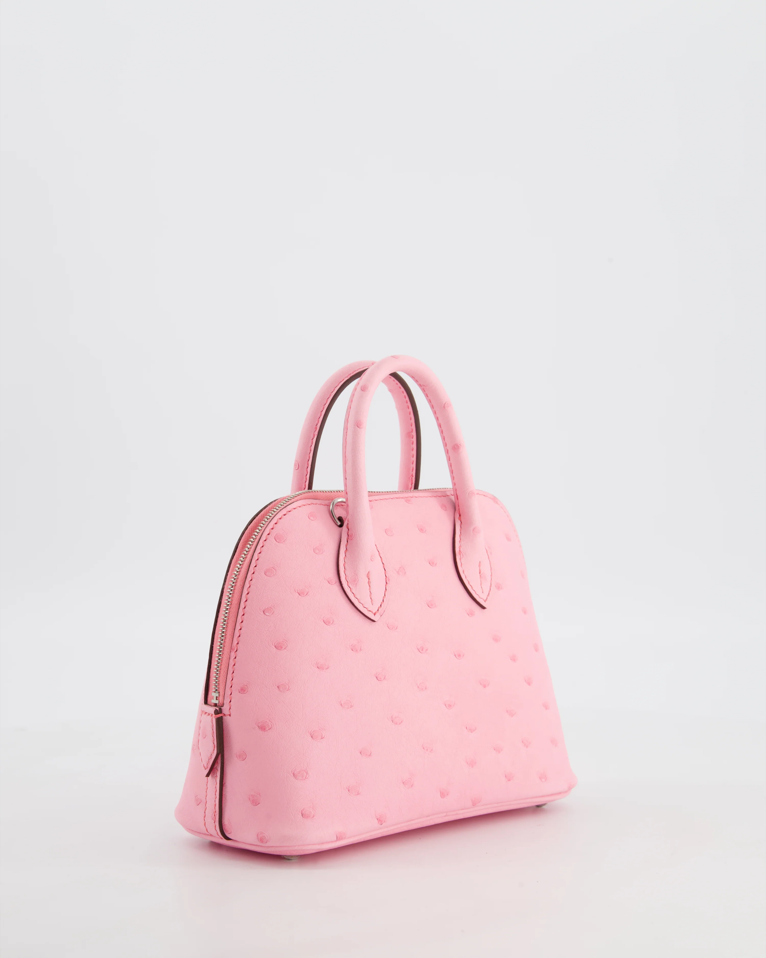 *HOT* Hermès Mini Bolide Bag in Rose Bubblegum Ostrich Leather with Palladium Hardware - Image 4