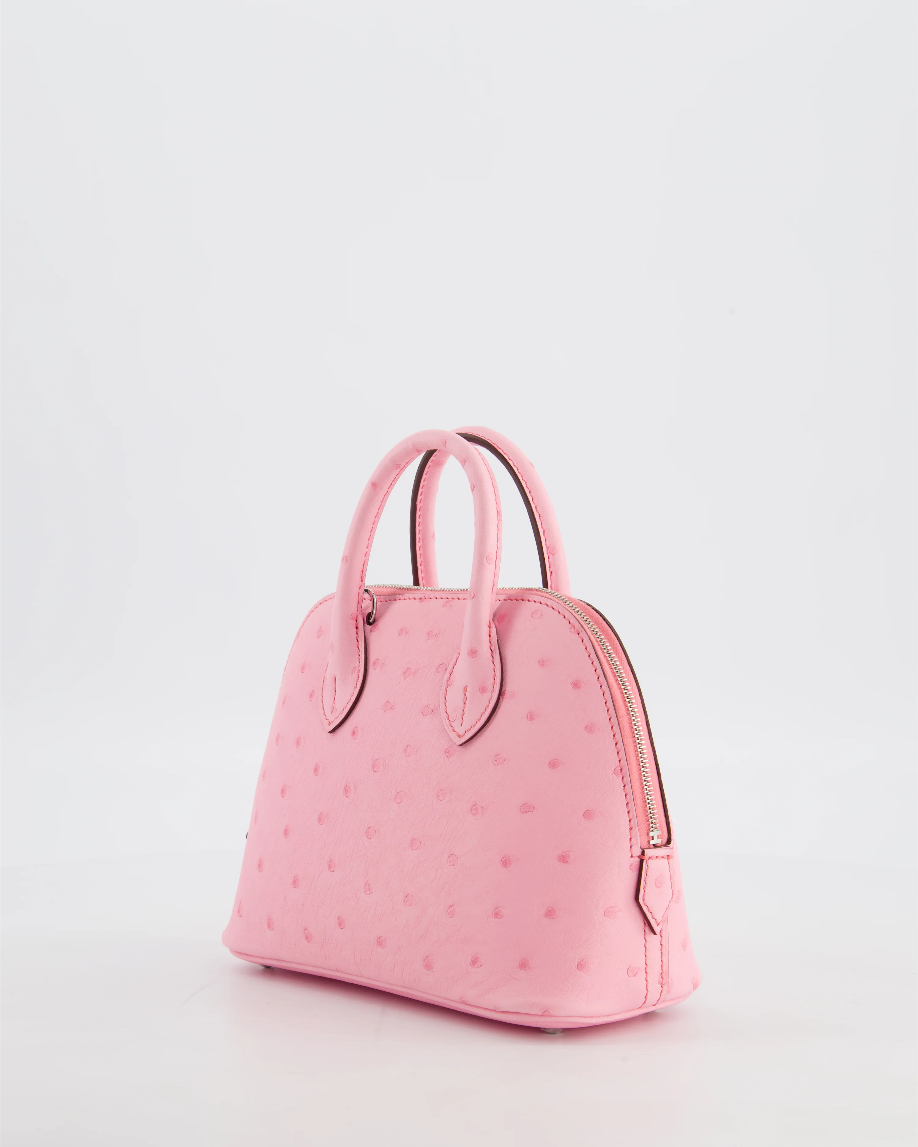 *HOT* Hermès Mini Bolide Bag in Rose Bubblegum Ostrich Leather with Palladium Hardware - Image 6