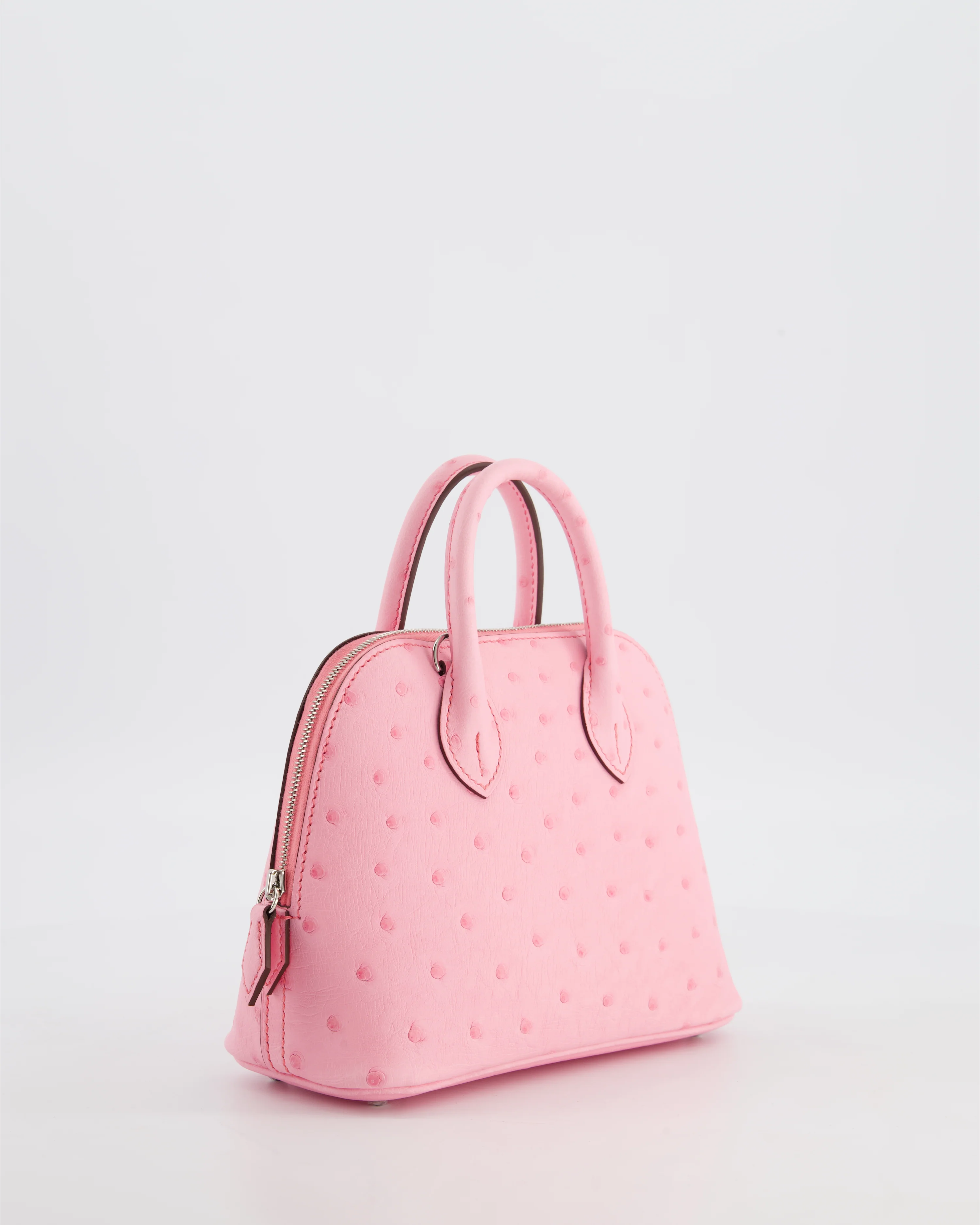 *HOT* Hermès Mini Bolide Bag in Rose Bubblegum Ostrich Leather with Palladium Hardware - Image 7