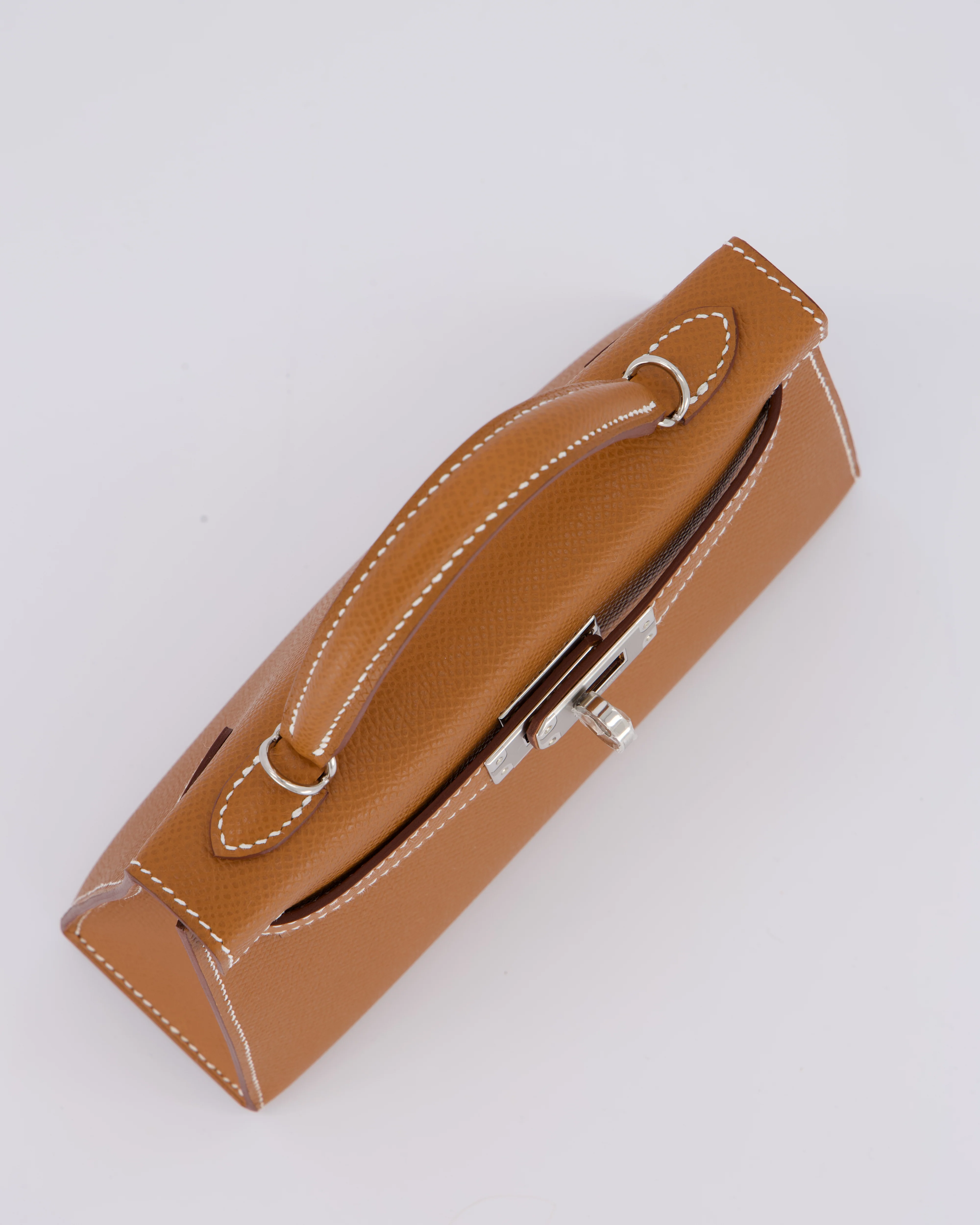 *NEW STAMP* Hermès Mini Kelly II 20 Bag in Gold Epsom Leather with Palladium Hardware - Image 10