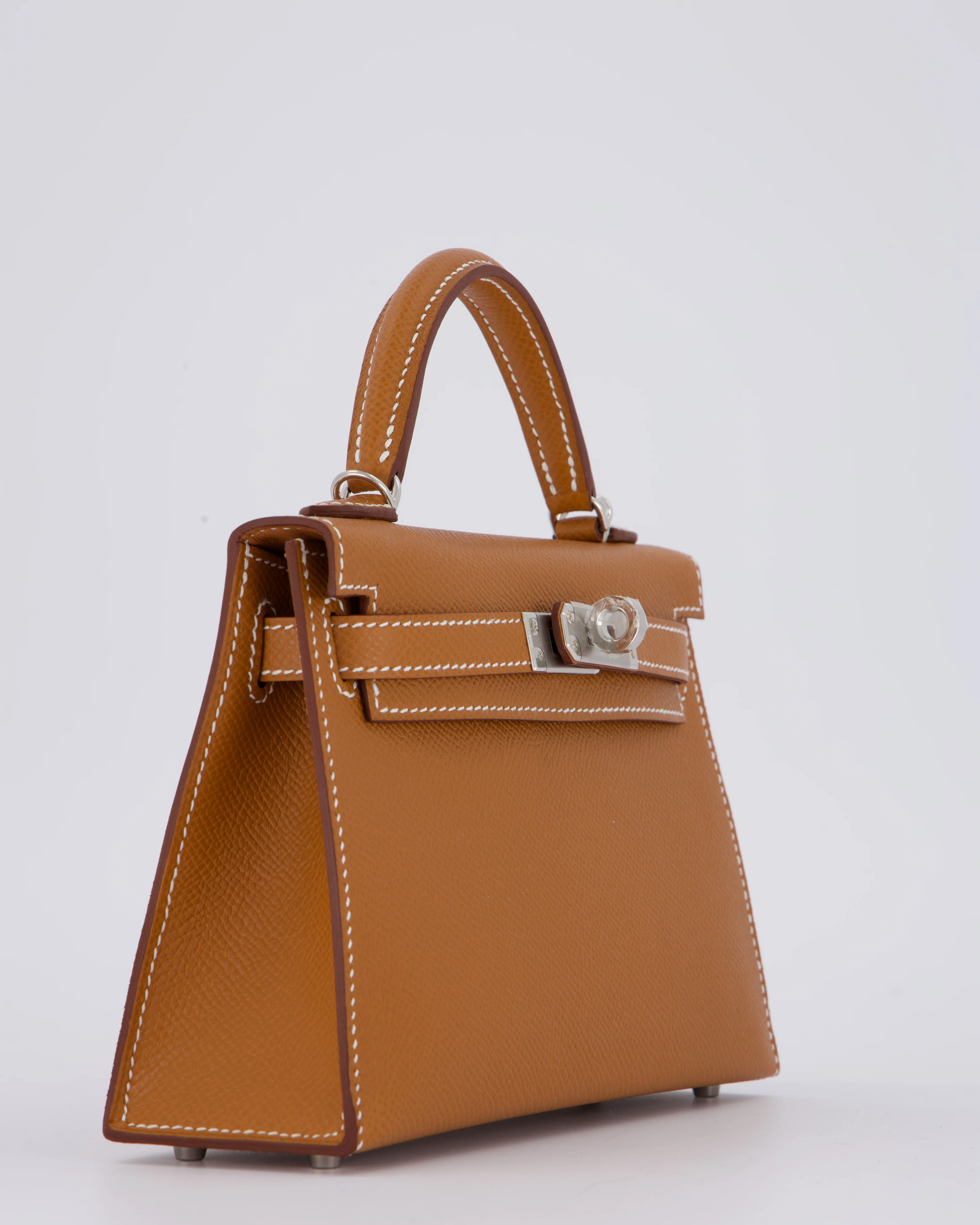*NEW STAMP* Hermès Mini Kelly II 20 Bag in Gold Epsom Leather with Palladium Hardware - Image 11