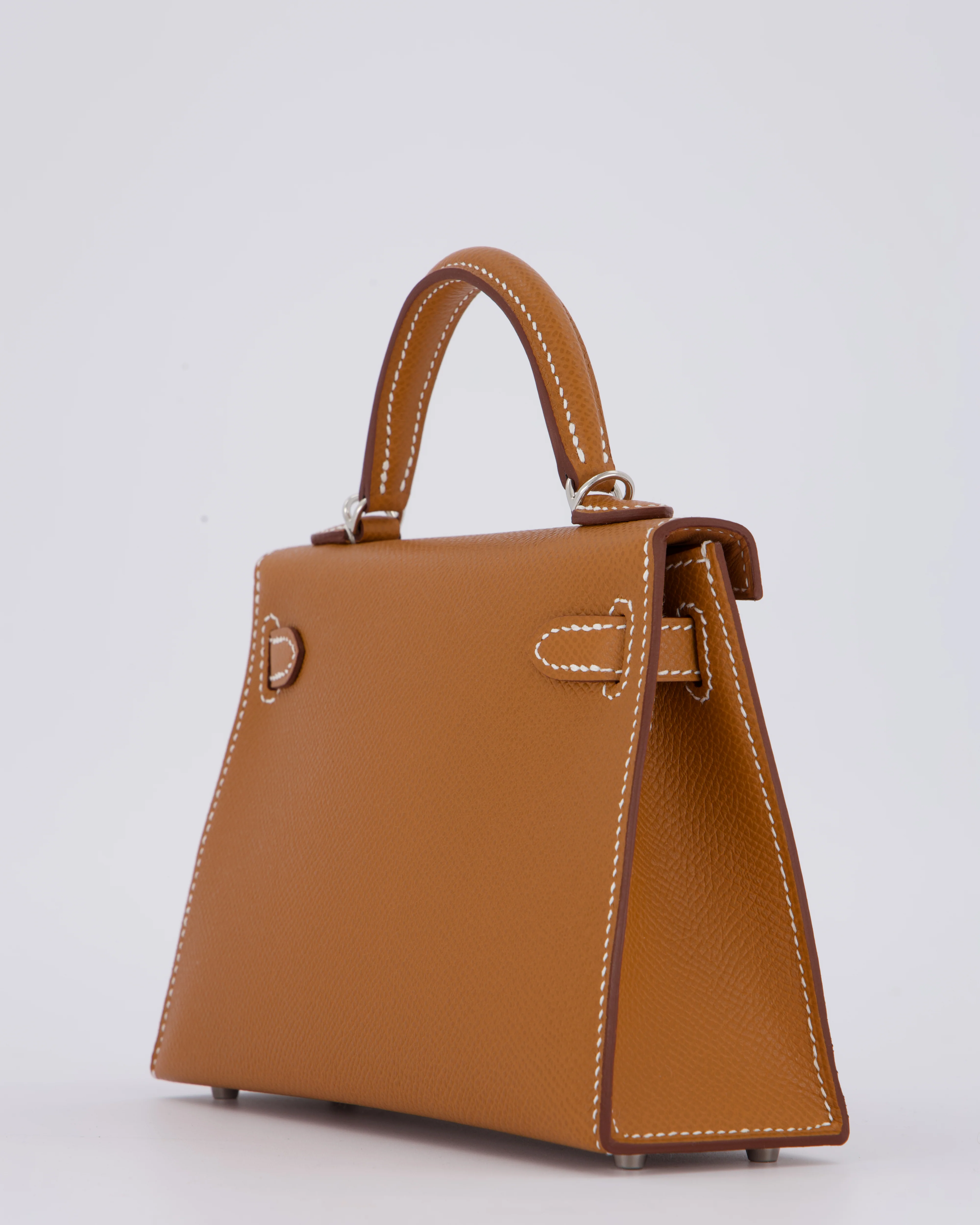 *NEW STAMP* Hermès Mini Kelly II 20 Bag in Gold Epsom Leather with Palladium Hardware - Image 12