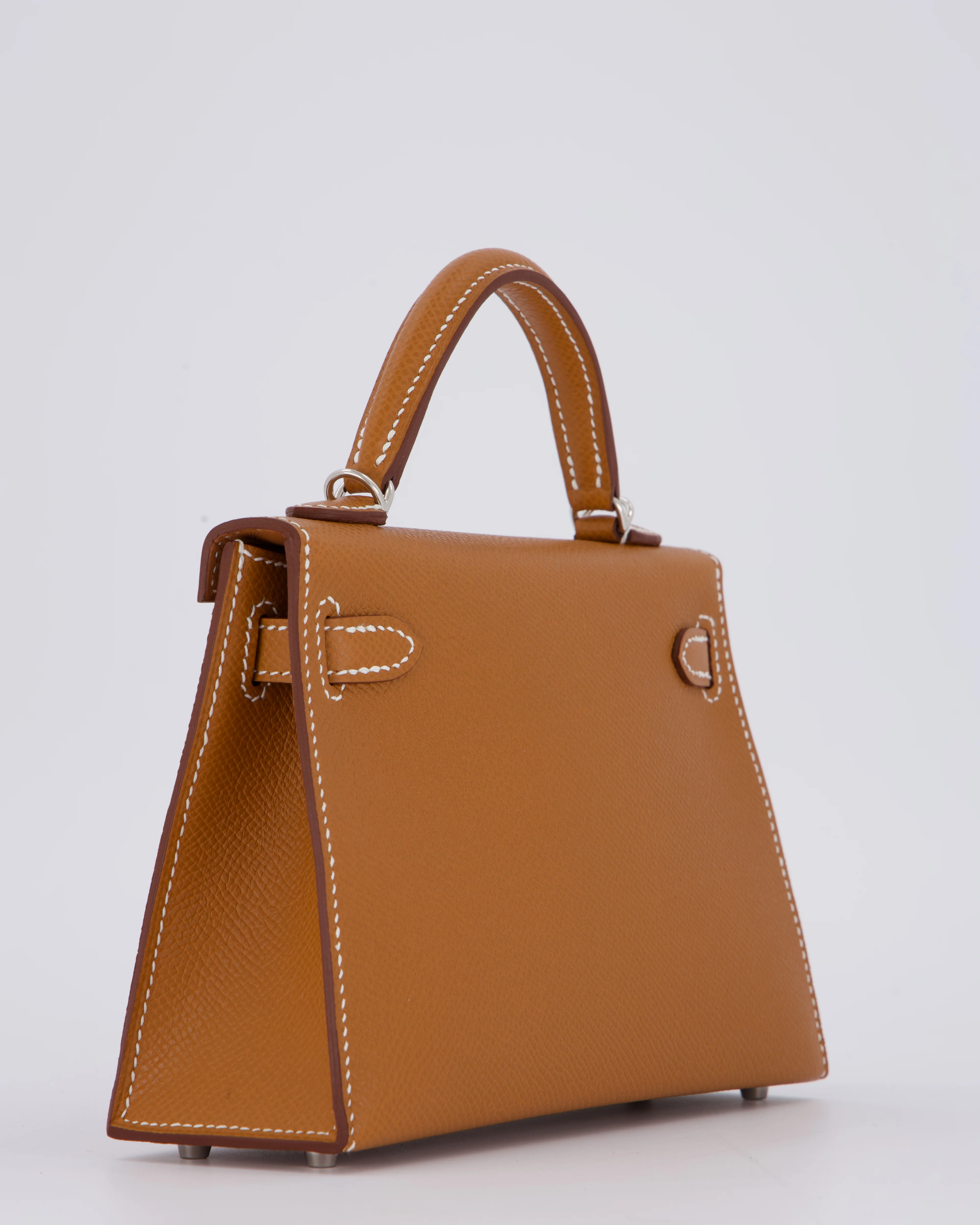 *NEW STAMP* Hermès Mini Kelly II 20 Bag in Gold Epsom Leather with Palladium Hardware - Image 13