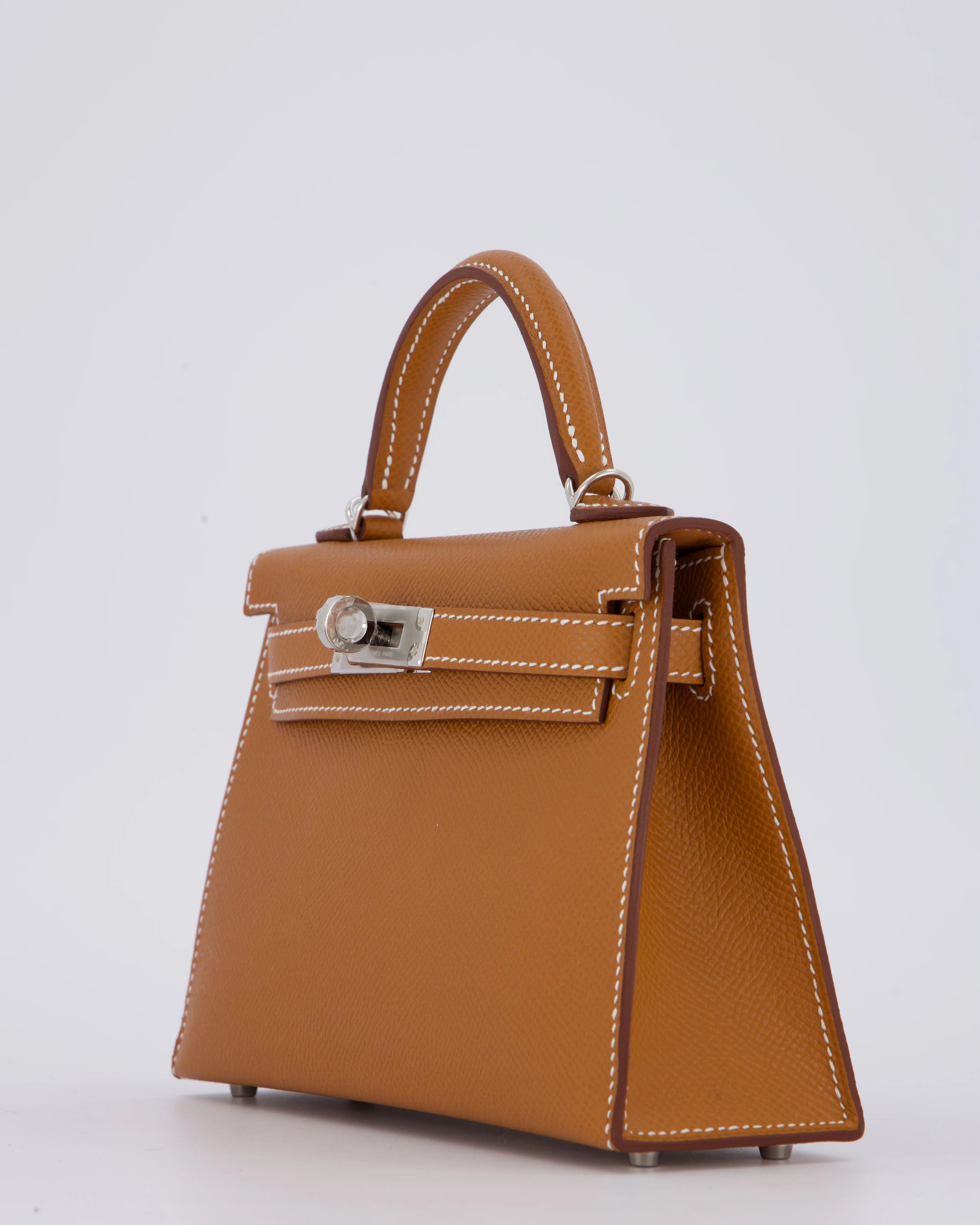 *NEW STAMP* Hermès Mini Kelly II 20 Bag in Gold Epsom Leather with Palladium Hardware - Image 14
