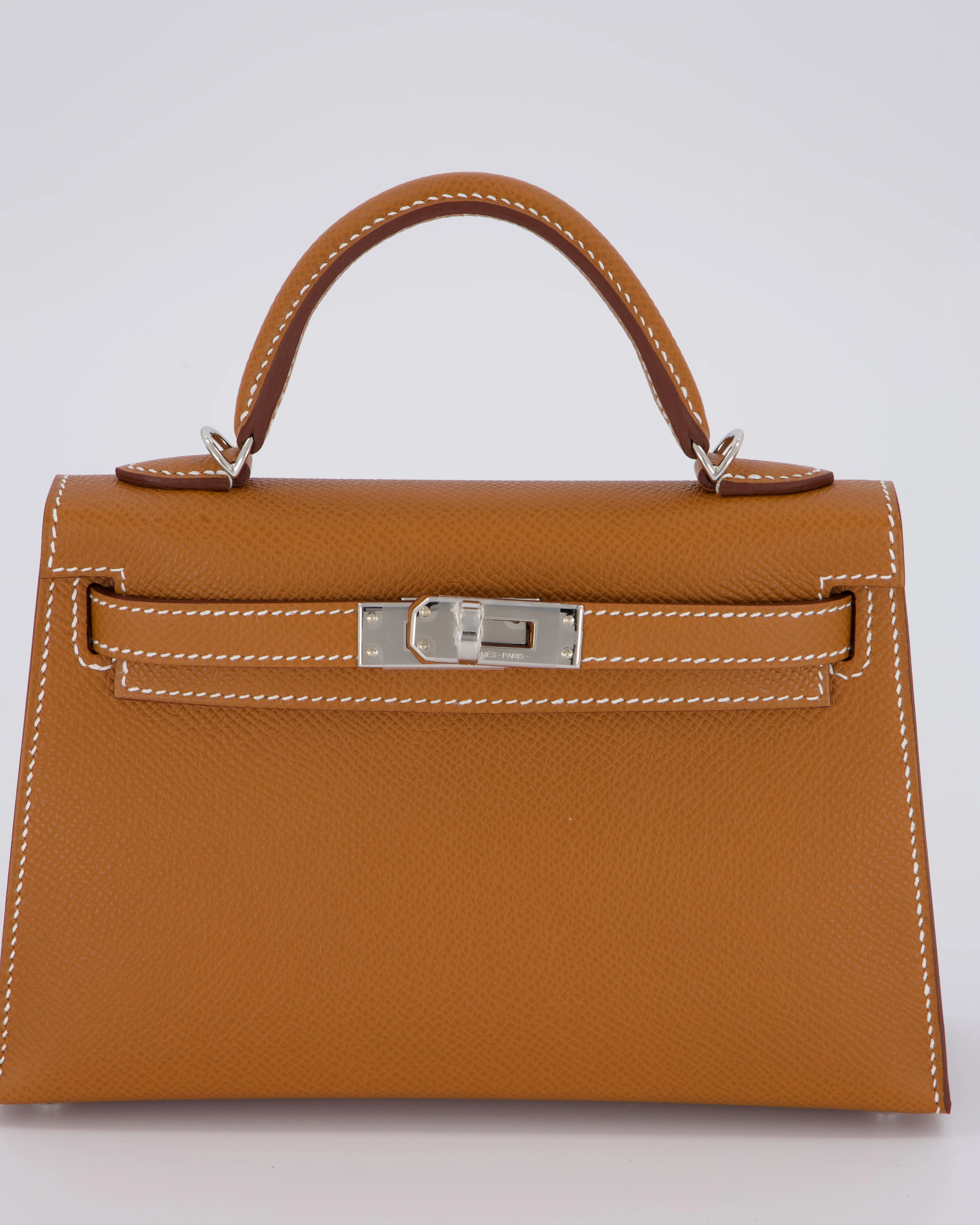 *NEW STAMP* Hermès Mini Kelly II 20 Bag in Gold Epsom Leather with Palladium Hardware - Image 16