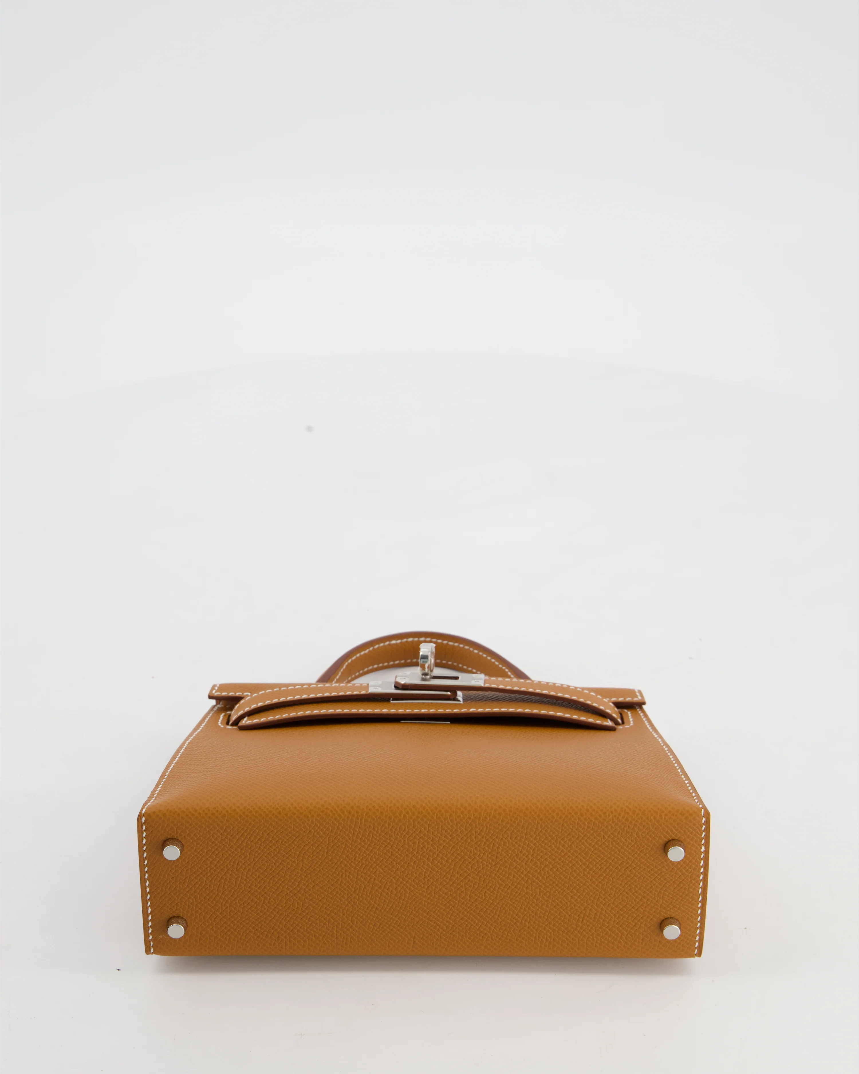 *NEW STAMP* Hermès Mini Kelly II 20 Bag in Gold Epsom Leather with Palladium Hardware - Image 18