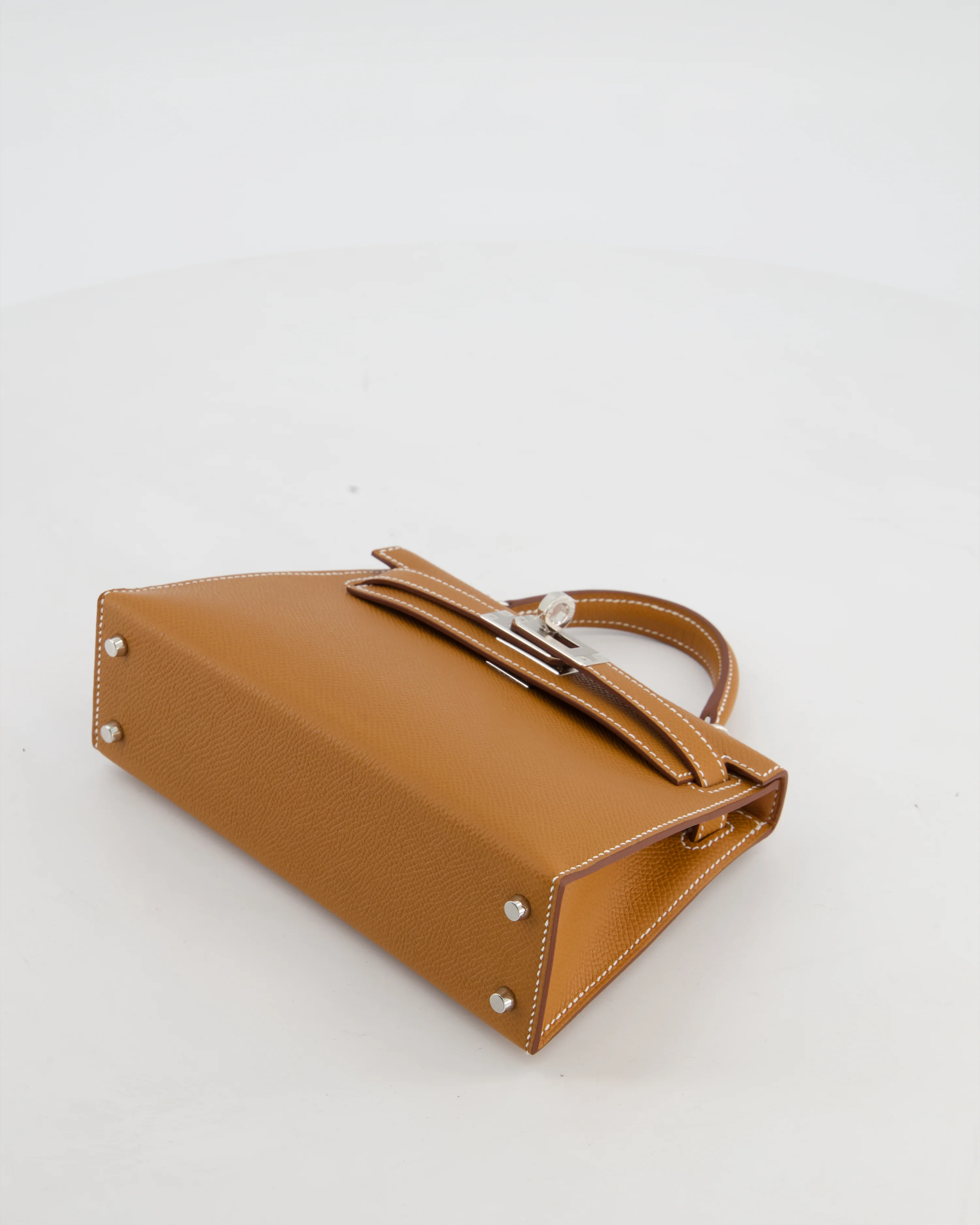 *NEW STAMP* Hermès Mini Kelly II 20 Bag in Gold Epsom Leather with Palladium Hardware - Image 19