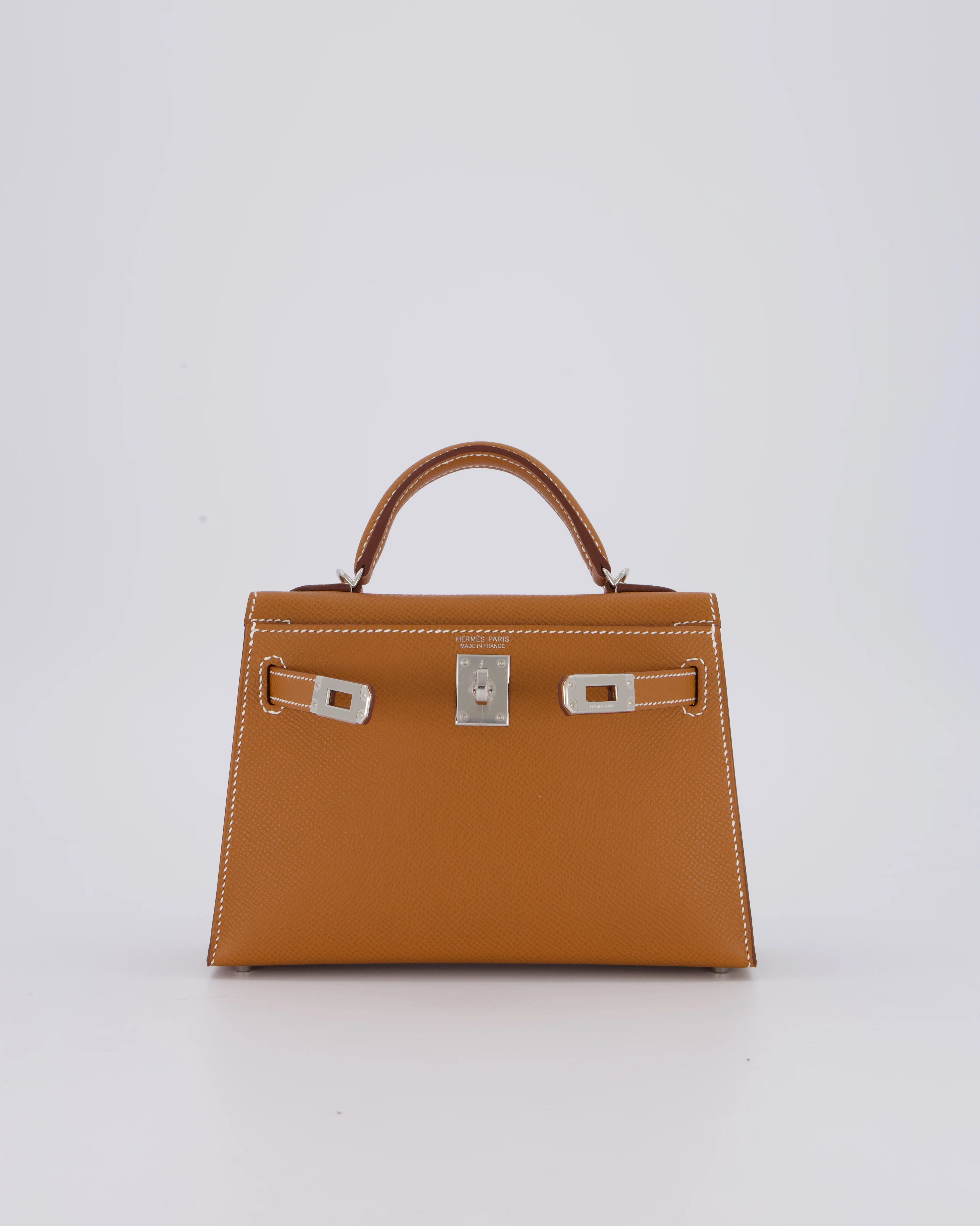 *NEW STAMP* Hermès Mini Kelly II 20 Bag in Gold Epsom Leather with Palladium Hardware - Image 2