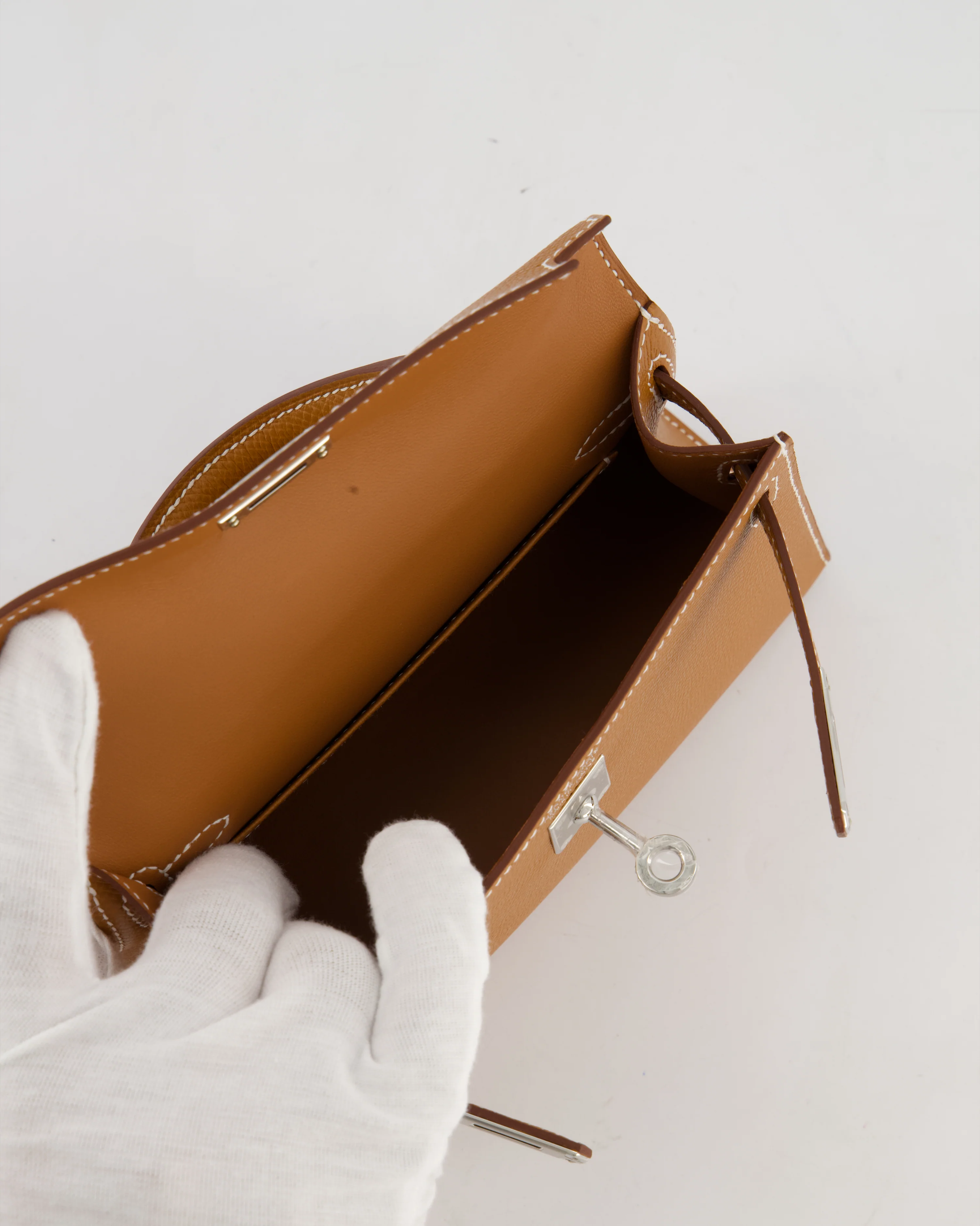 *NEW STAMP* Hermès Mini Kelly II 20 Bag in Gold Epsom Leather with Palladium Hardware - Image 20