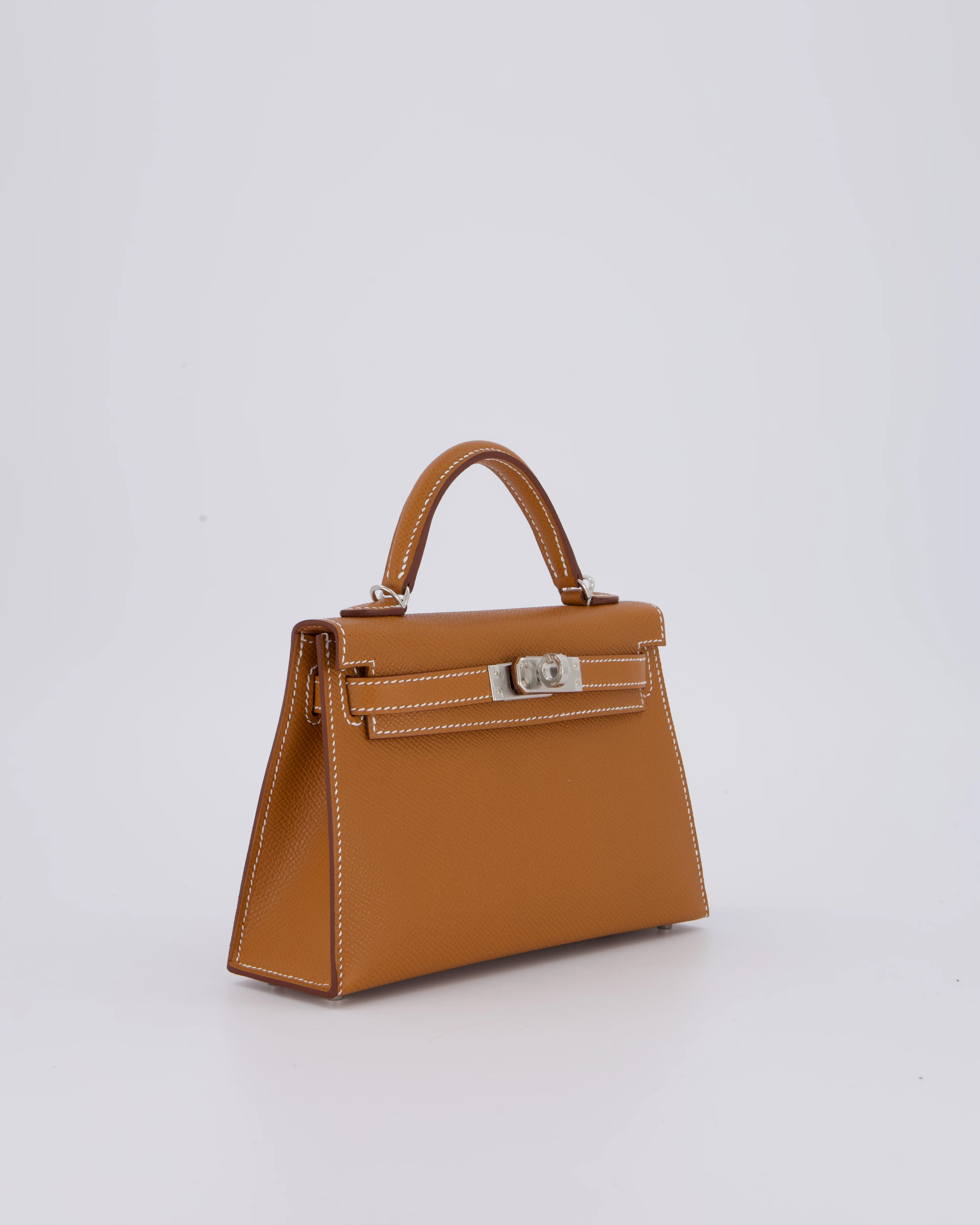 *NEW STAMP* Hermès Mini Kelly II 20 Bag in Gold Epsom Leather with Palladium Hardware - Image 4
