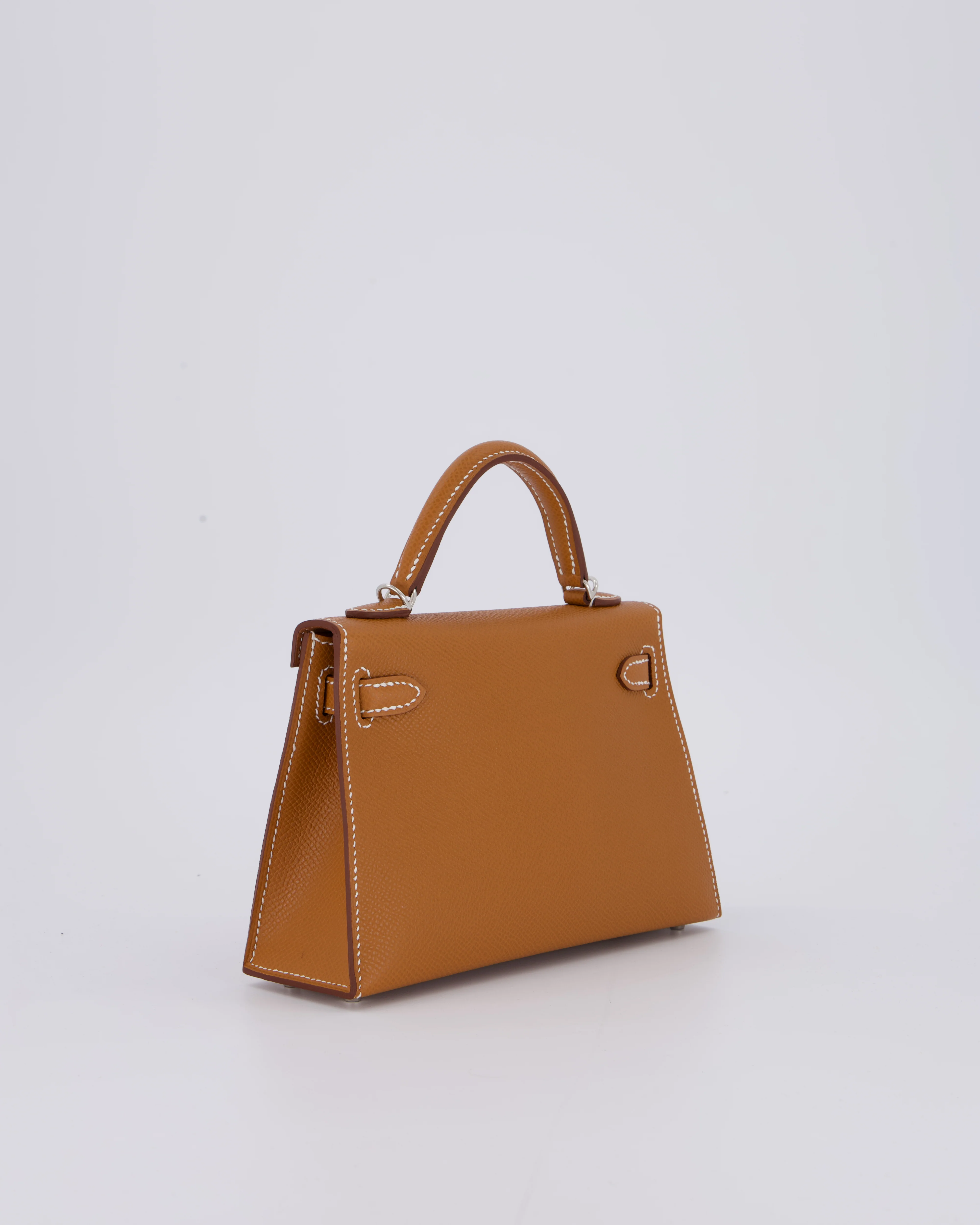 *NEW STAMP* Hermès Mini Kelly II 20 Bag in Gold Epsom Leather with Palladium Hardware - Image 7