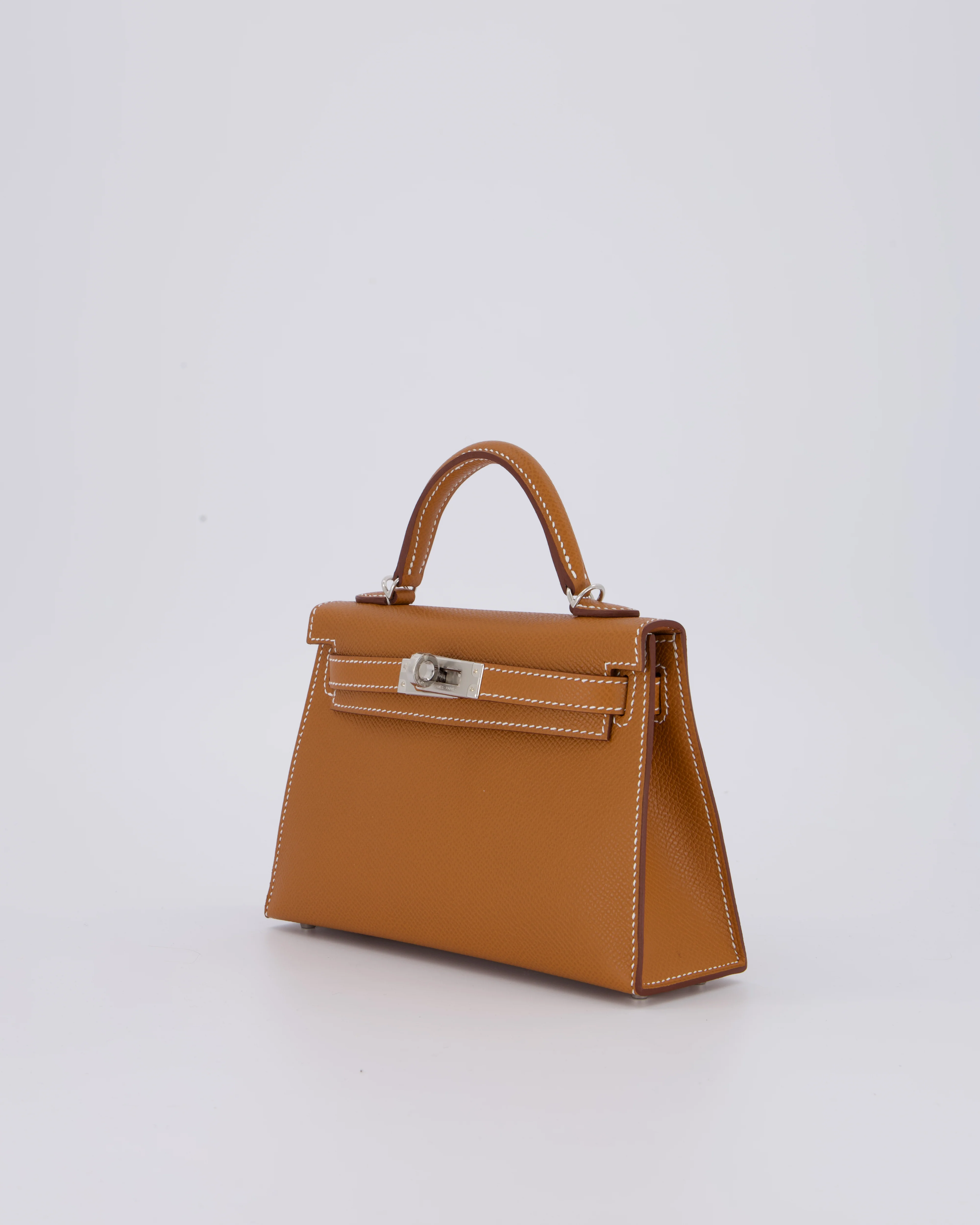 *NEW STAMP* Hermès Mini Kelly II 20 Bag in Gold Epsom Leather with Palladium Hardware - Image 9